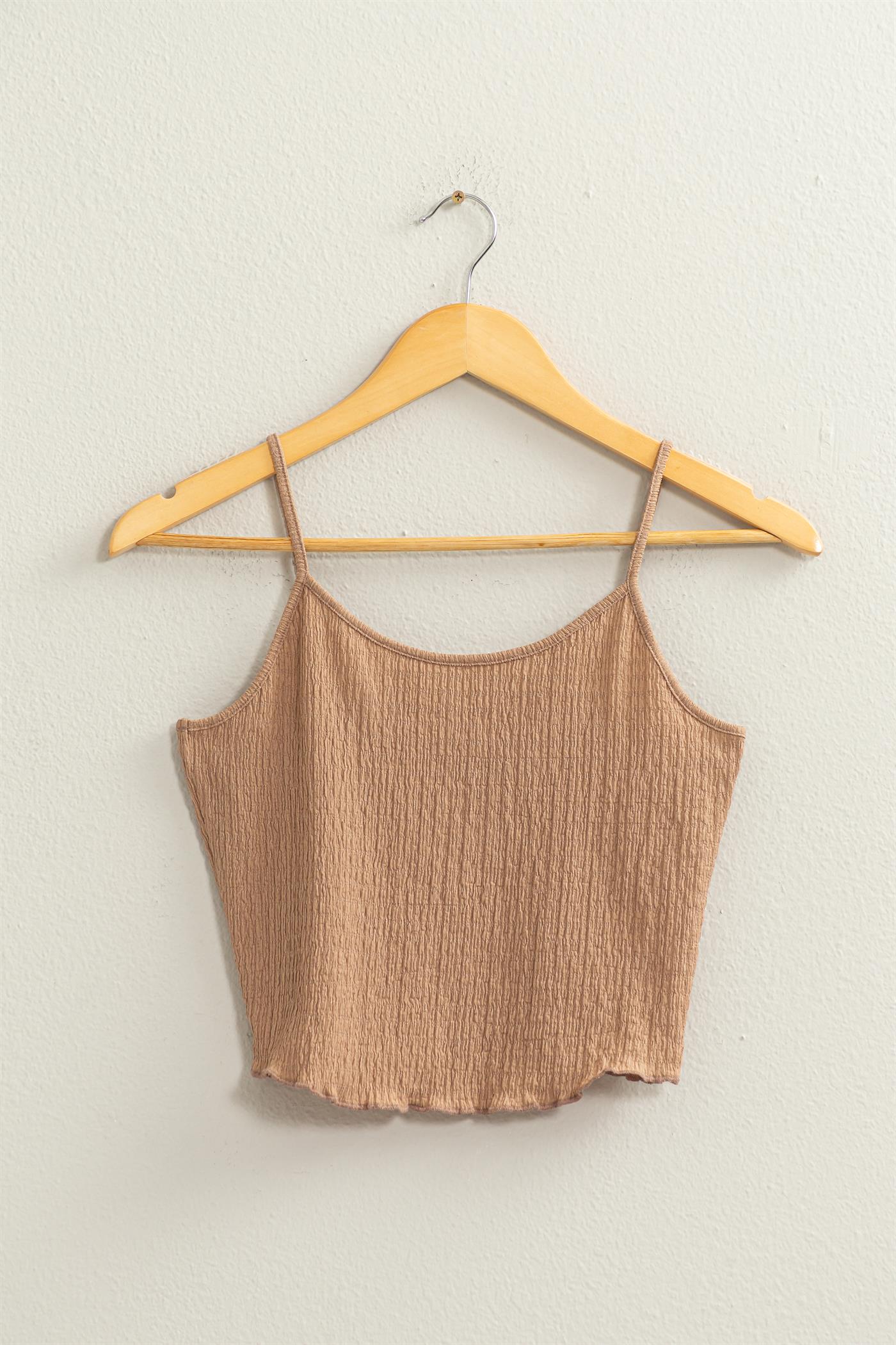 Wholesale Crop Cami Top Clothing Tops DZ24C836 TAN DOUBLE ZERO