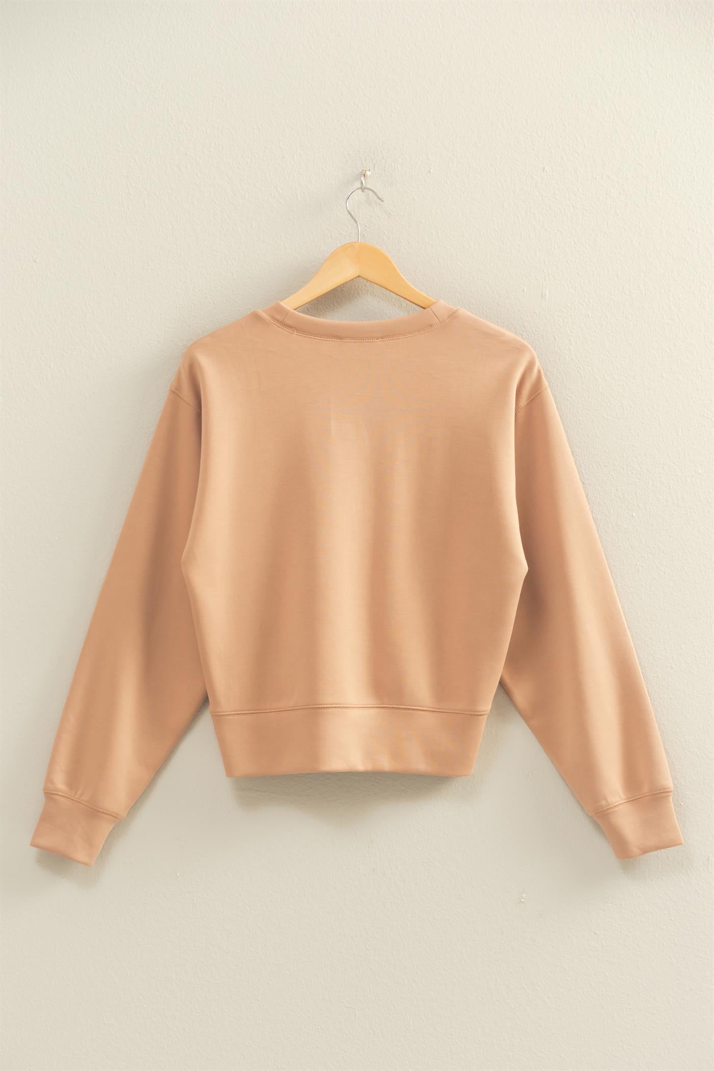 Wholesale Crew Neck Sweatshirt Sweatshirts DZ26C167 DARK TAUPE DOUBLE ZERO