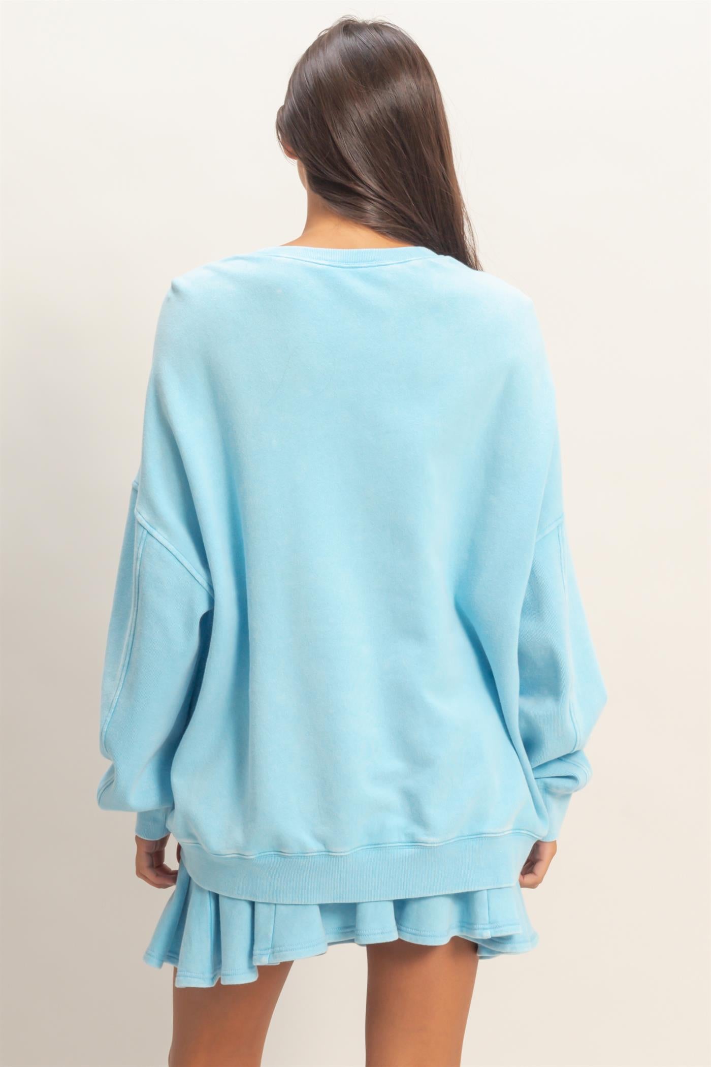 Wholesale Acid Wash Oversized Sweatshirt Sweatshirts DZ26A984 BLUE DOUBLE ZERO