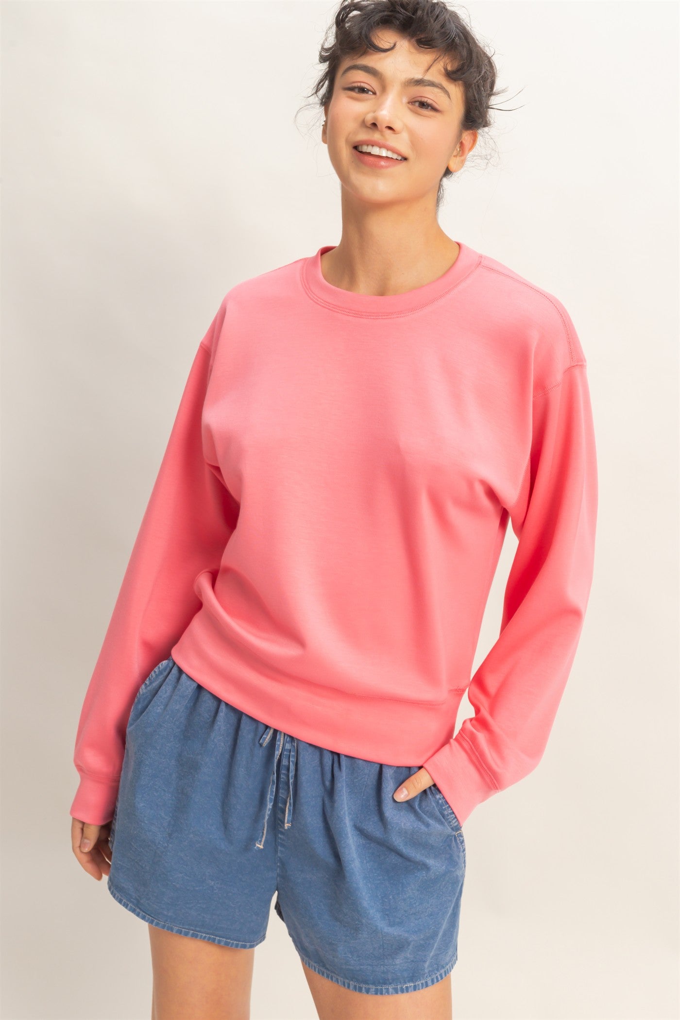 Wholesale Crew Neck Sweatshirt Sweatshirts DZ26C167 TAFFY PINK DOUBLE ZERO