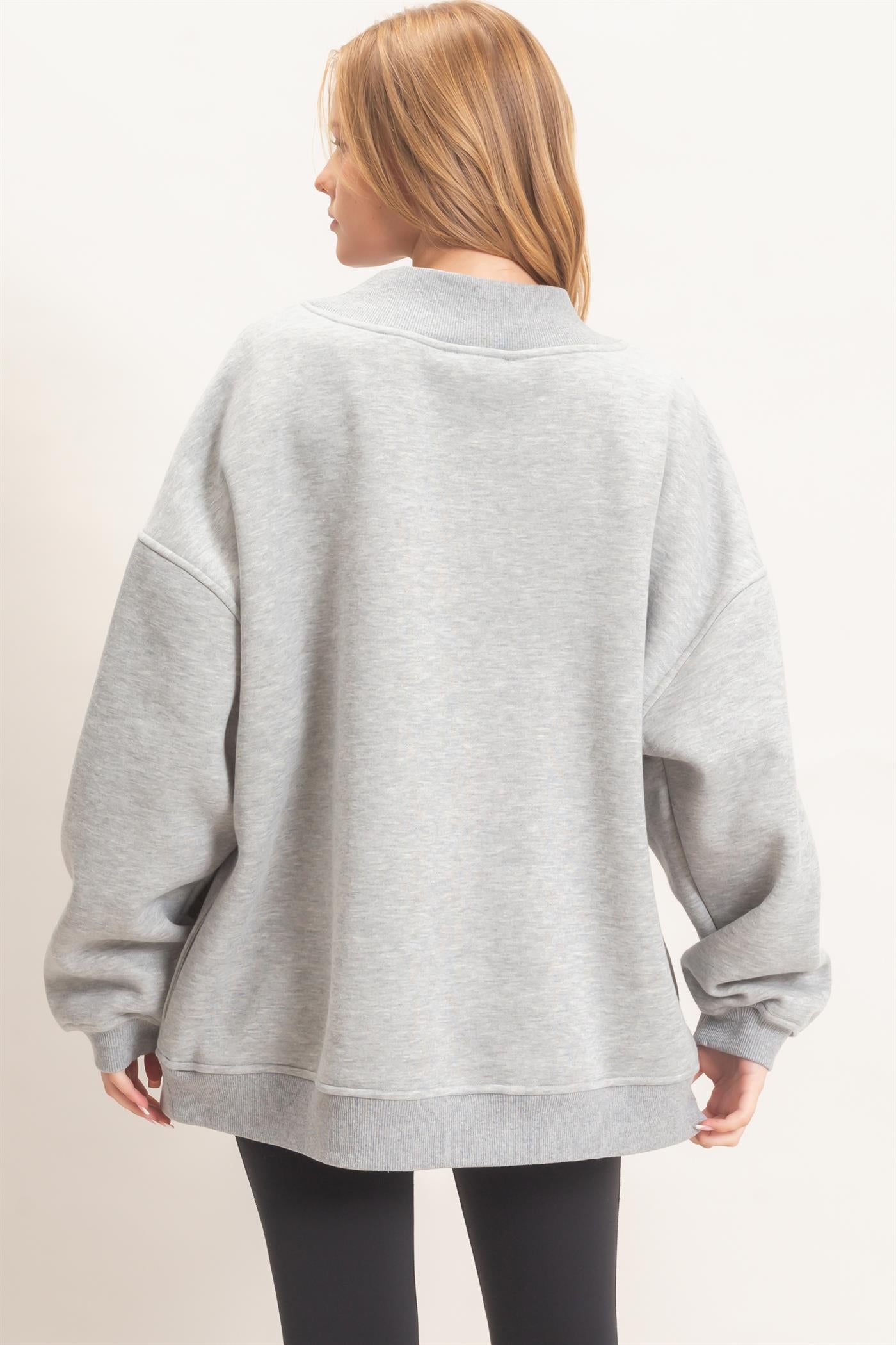 Wholesale Enzyme Washed Mock Neck Sweatshirt Sweatshirts HF26E222 H.GRAY HYFVE
