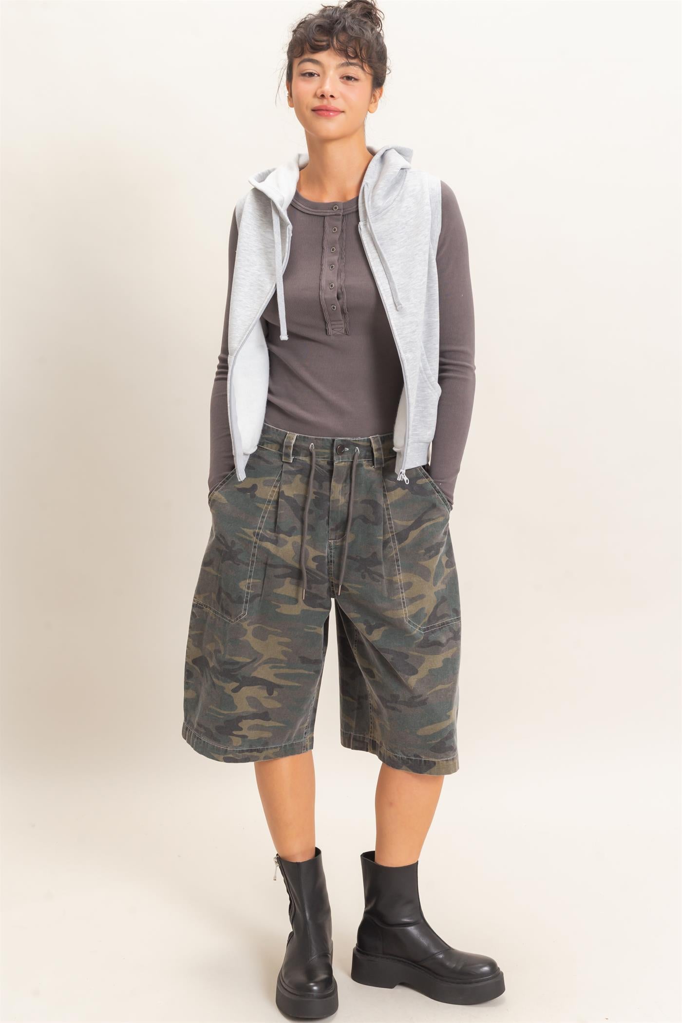 Wholesale Sleeveless Zip Up Hoodie Hoodies DZ26E330 HEATHER GRAY DOUBLE ZERO