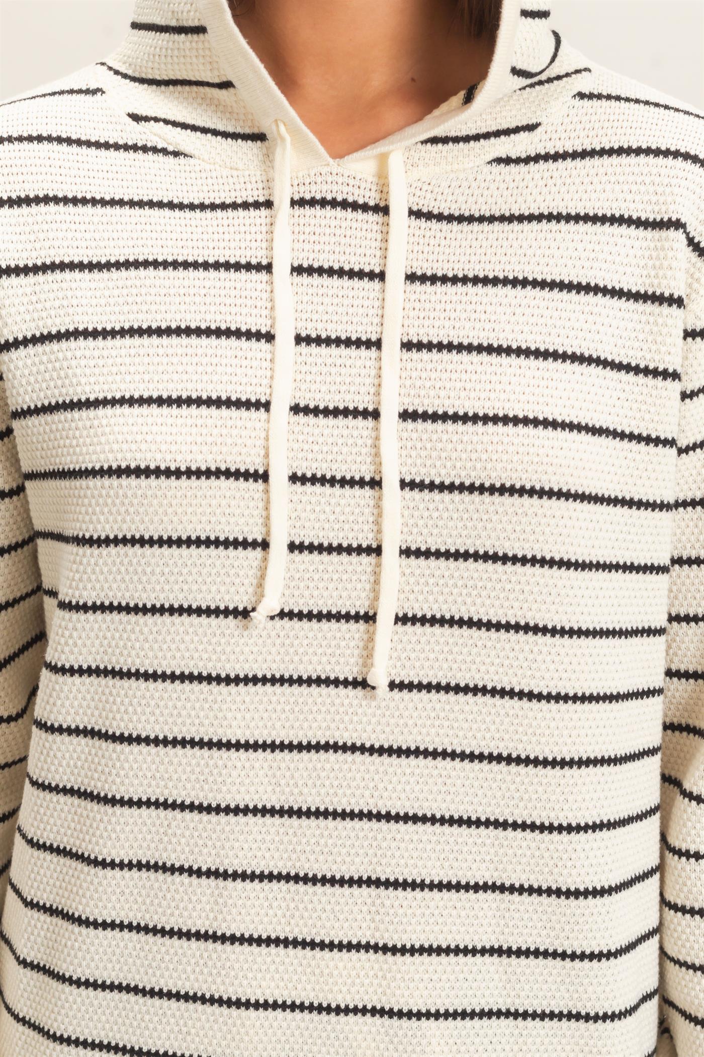 Wholesale Striped Hooded Sweater Hoodies DZ26C972 CREAM DOUBLE ZERO