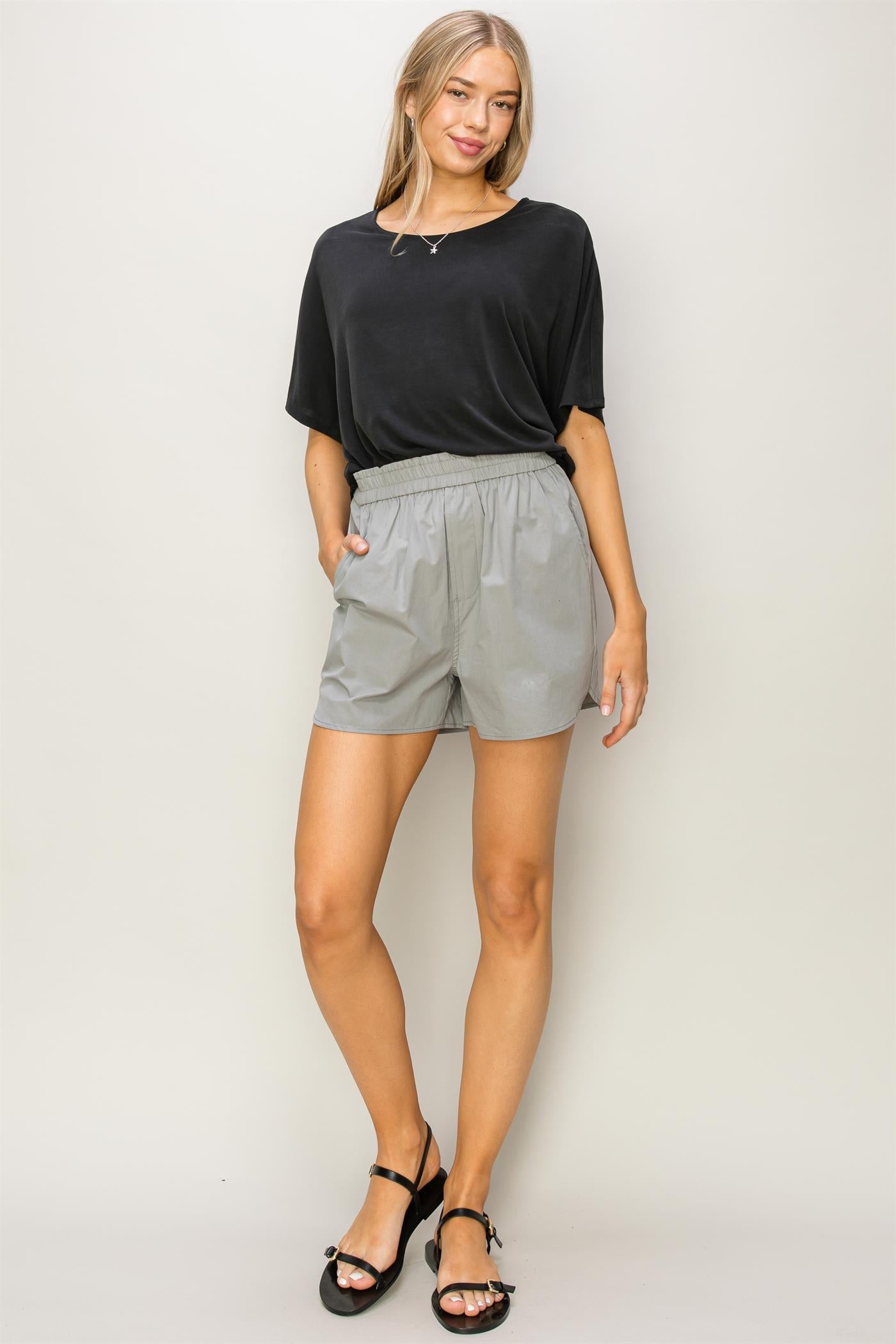 Wholesale Poplin High Waist Shorts Shorts DZ24A298 GRAY DOUBLE ZERO
