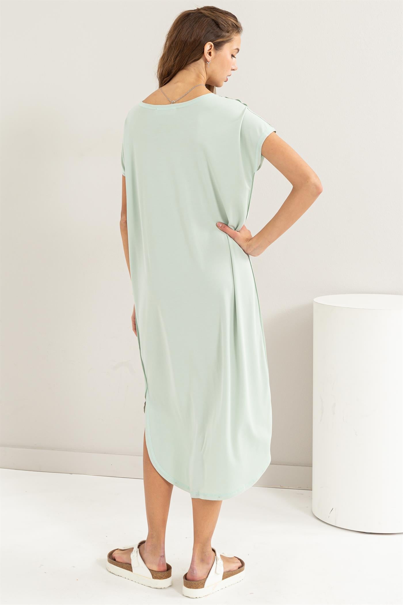Wholesale Soft High Low Midi Dress Dresses DZ24A885 MINT DOUBLE ZERO