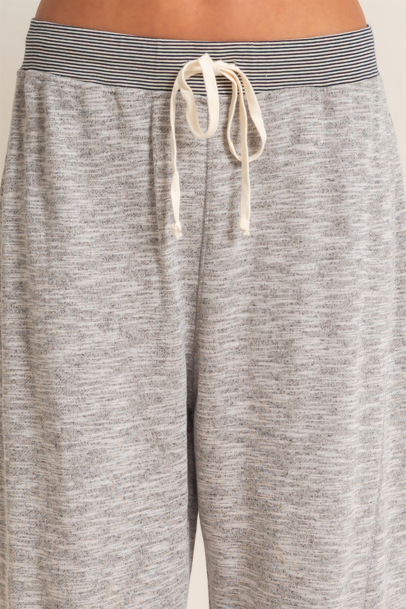 Wholesale Striped Waist Drawstring Pants Pants HF26E558 HEATHER GRAY HYFVE