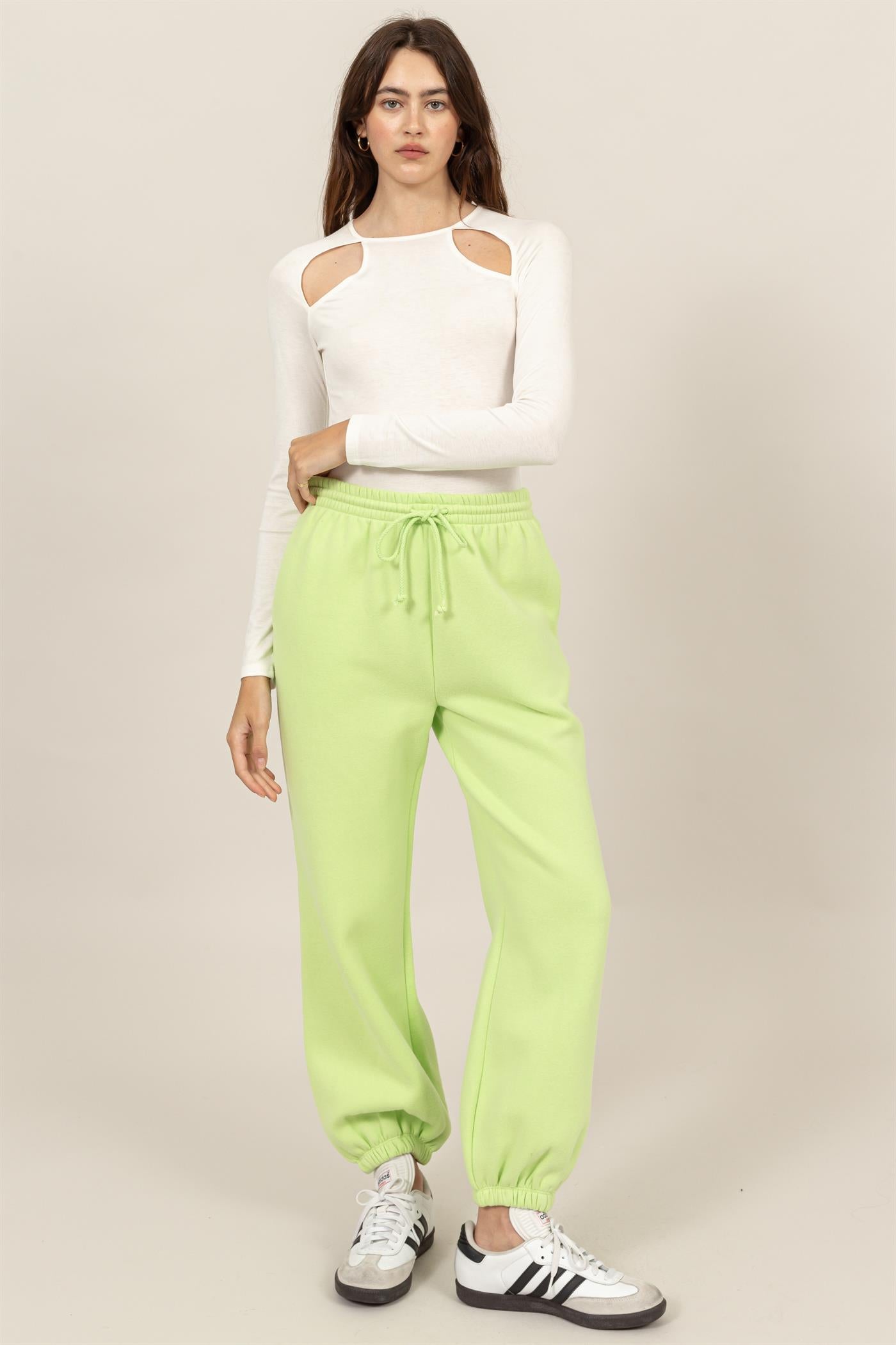 Wholesale Washed French Terry Jogger Pants Pants HF24E984 LIME HYFVE