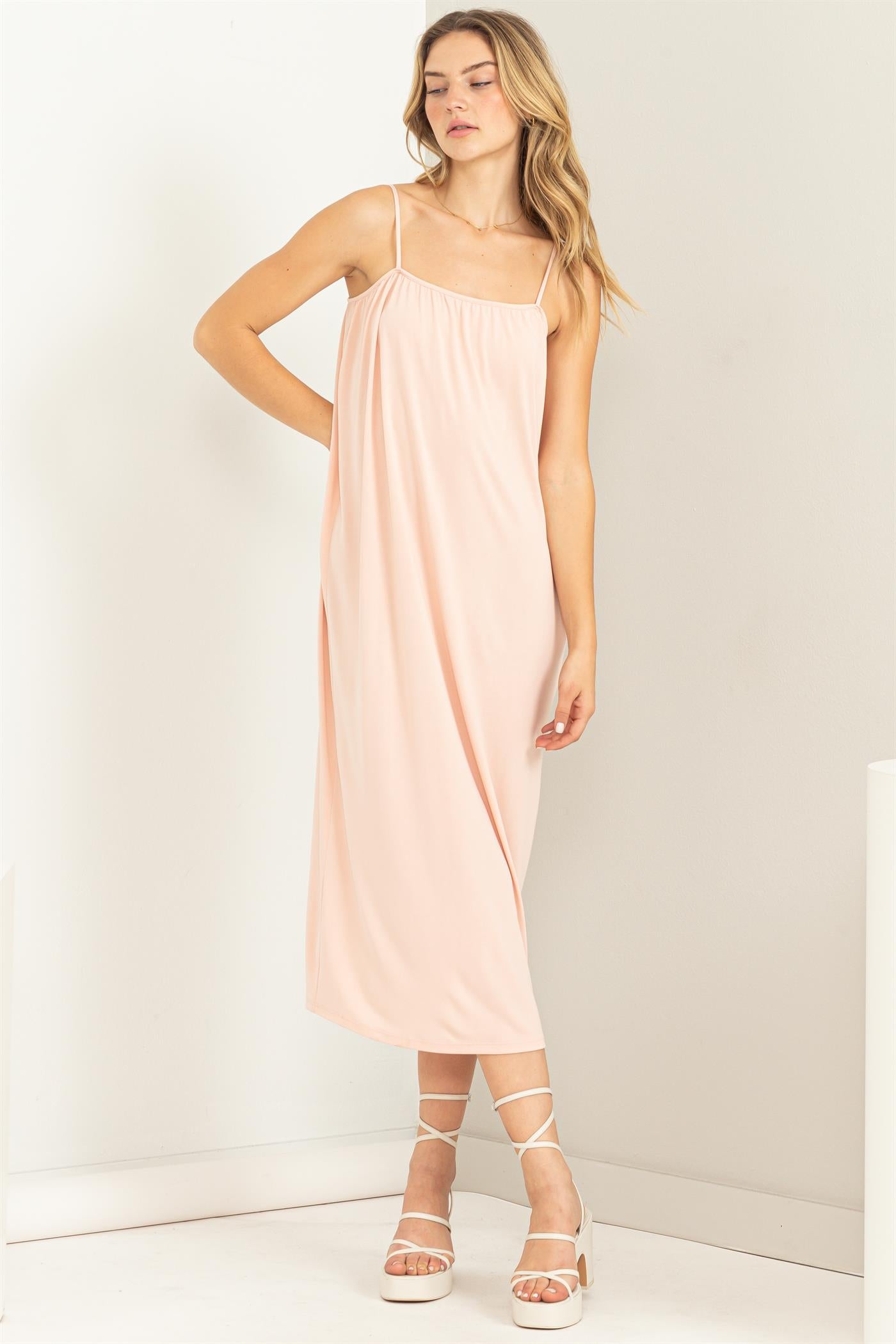 Wholesale Extra Love Tie-Back Midi Dress Dresses DZ22G696 BLUSH DOUBLE ZERO