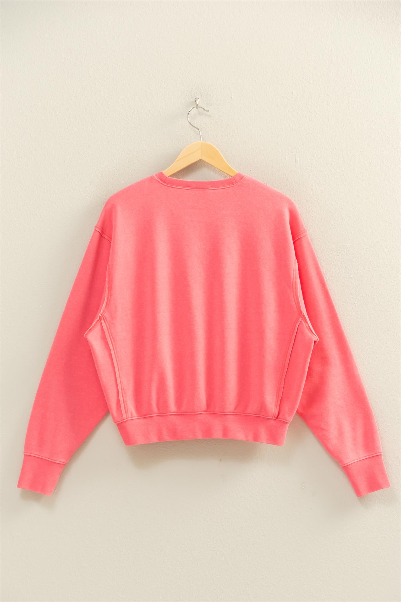 Wholesale Raw Edge Detail Burnout Sweatshirt Sweatshirts DZ26A048 TAFFY PINK DOUBLE ZERO