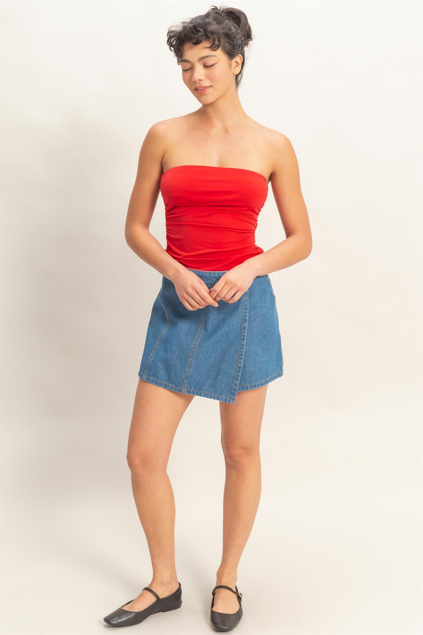 Wholesale Ruched Bandeau Top Clothing Tops DZ26C334 RED DOUBLE ZERO