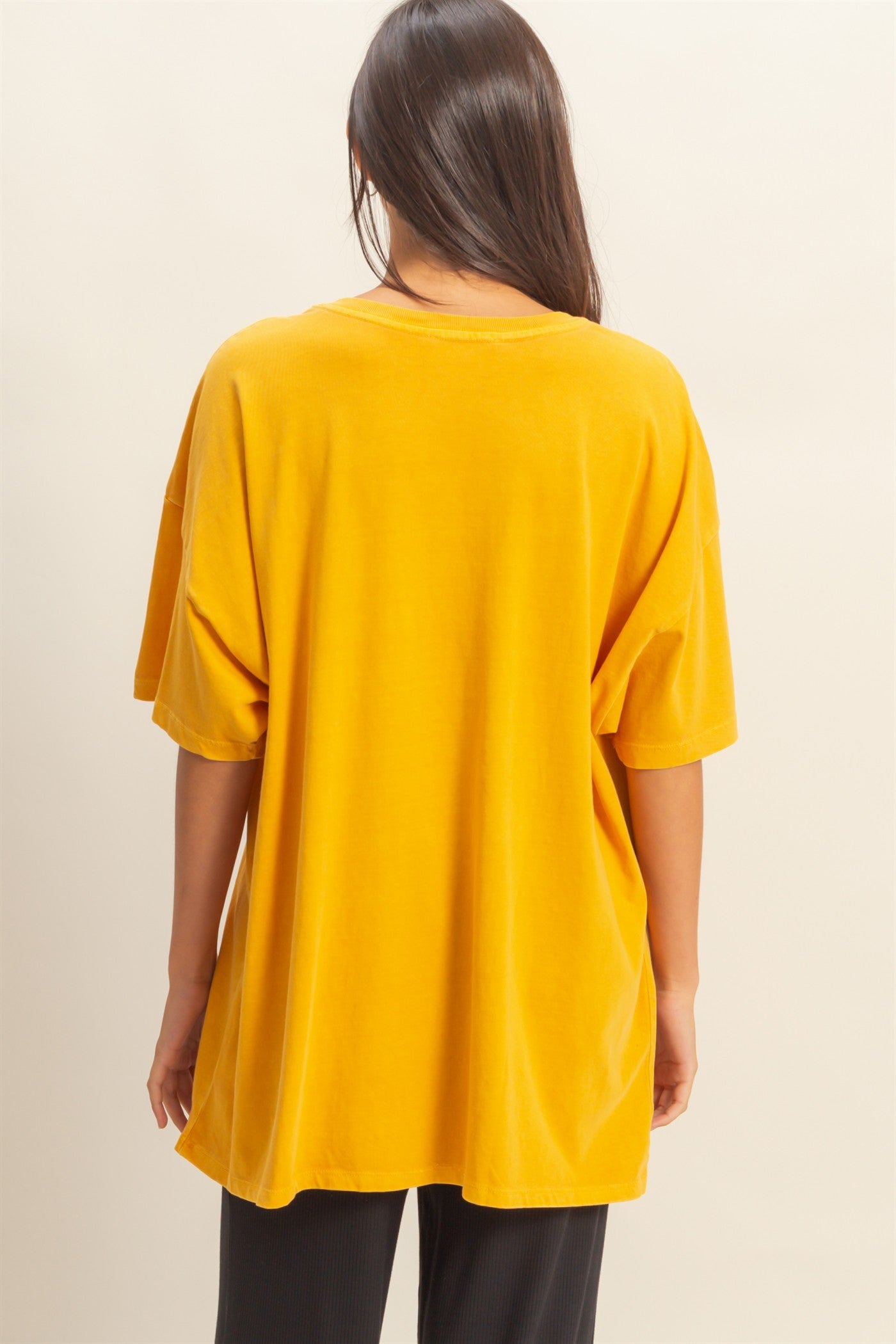 Wholesale Oversized Crew Neck Top Clothing Tops DZ23A198 HOT MUSTARD DOUBLE ZERO