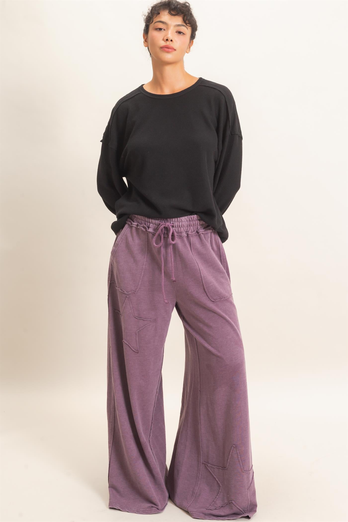 Wholesale Raw Edge Waffle Sweatshirt Sweatshirts DZ26F081 BLACK HYFVE