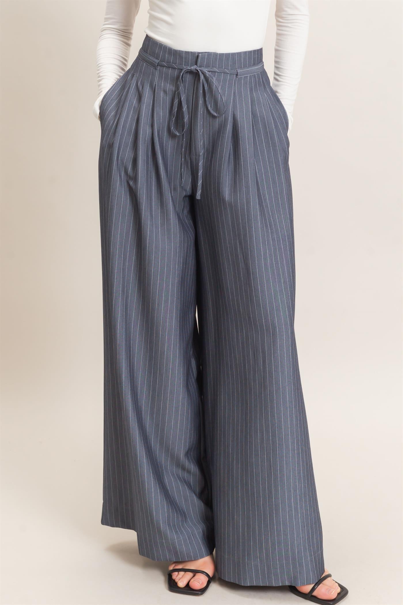 Wholesale Pleated Wide-Leg Pants Pants HF26A776 LIGHT NAVY HYFVE