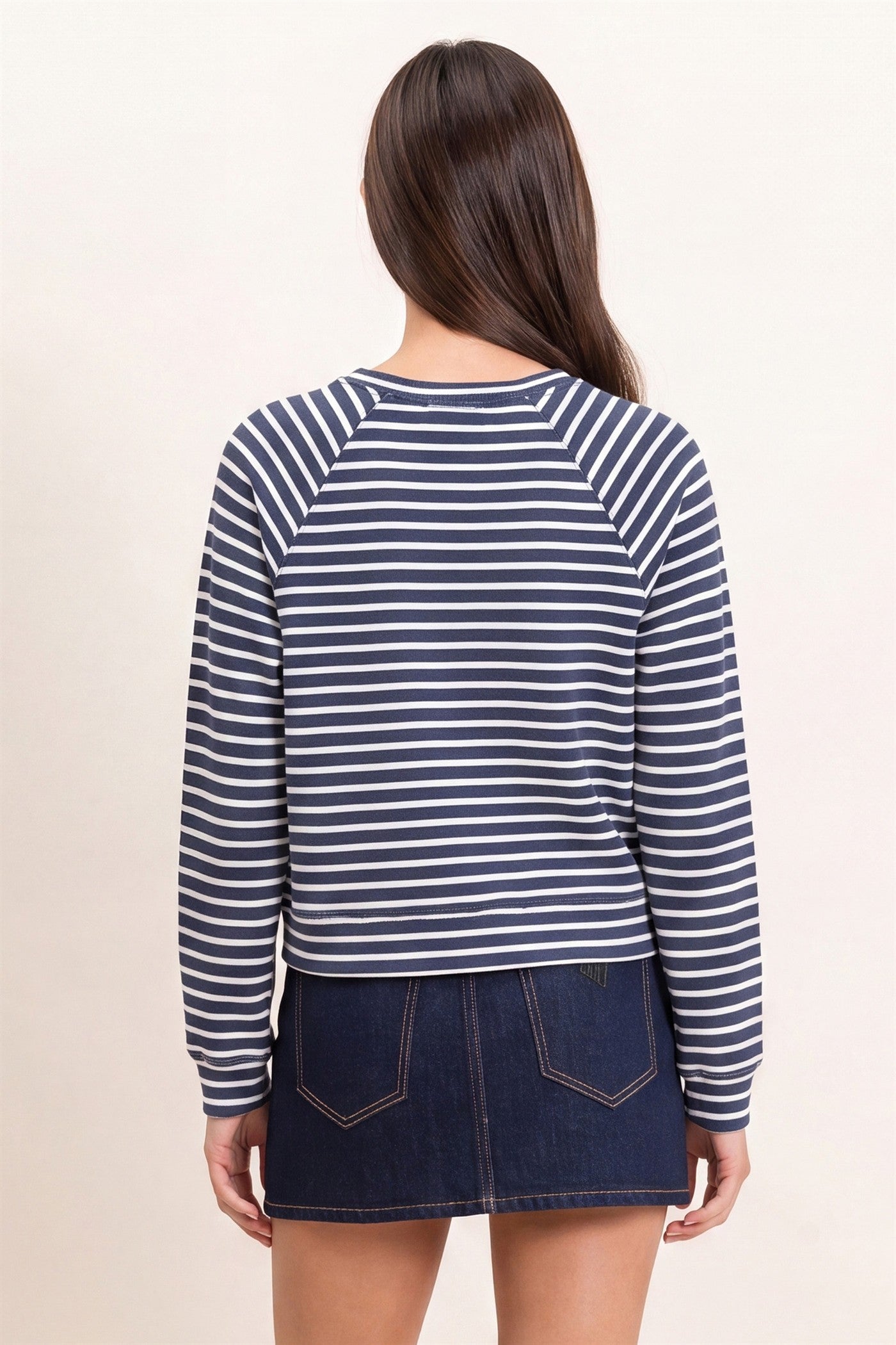 Wholesale Striped Waffle Knit Raglan Top Clothing Tops DZ26E450 NAVY DOUBLE ZERO