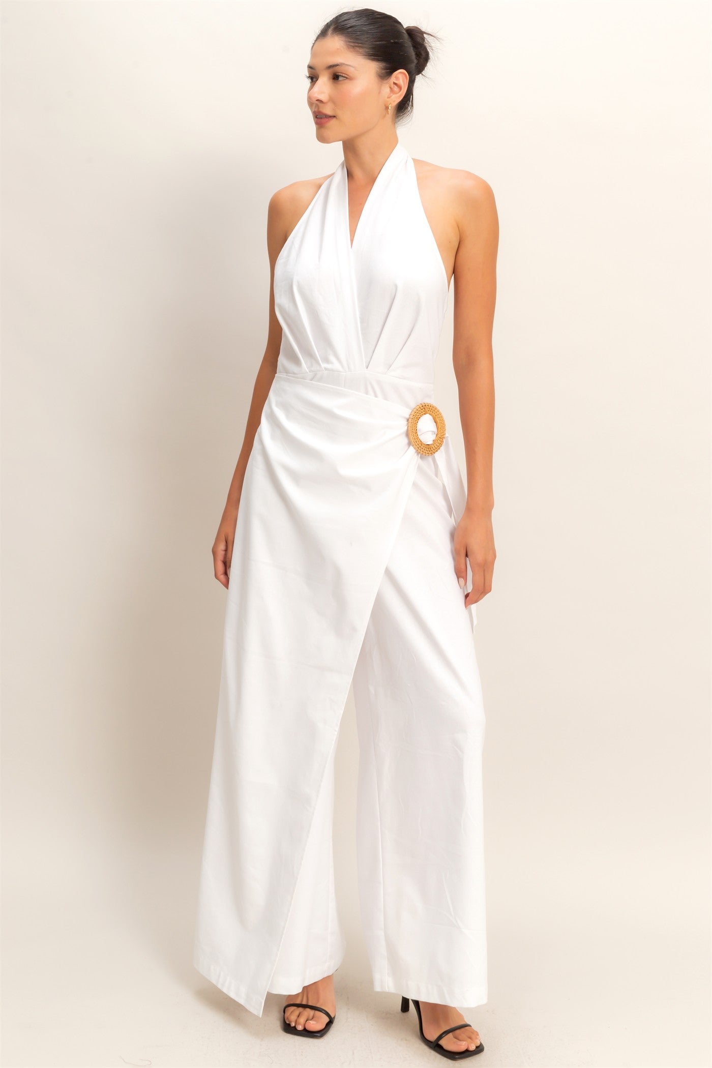 Wholesale Halter Wrap Jumpsuit Clothing HF26C374 WHITE HYFVE