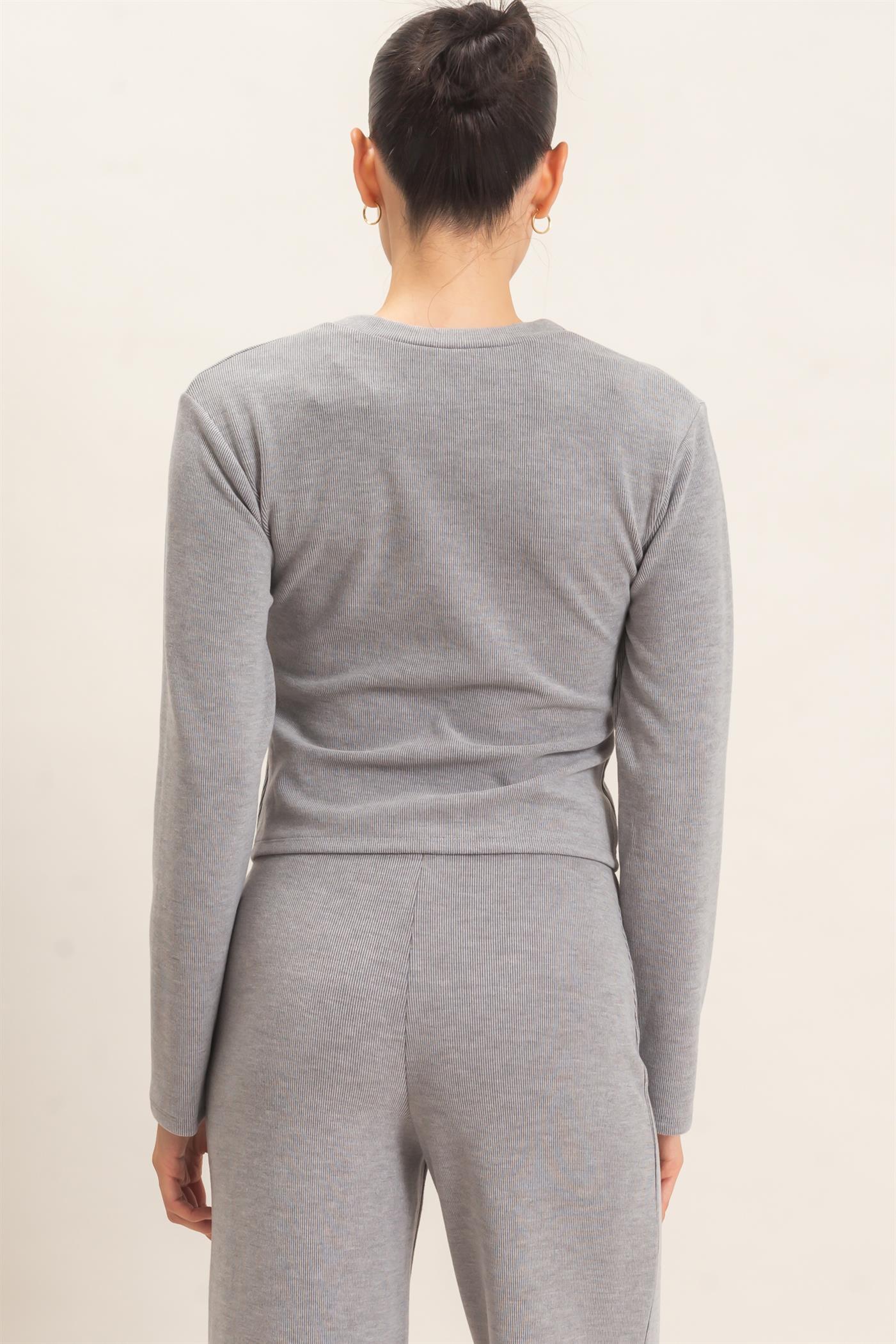 Wholesale V-Neck Buttoned Cardigan Cardigans HF26E540 HEATHER GRAY HYFVE