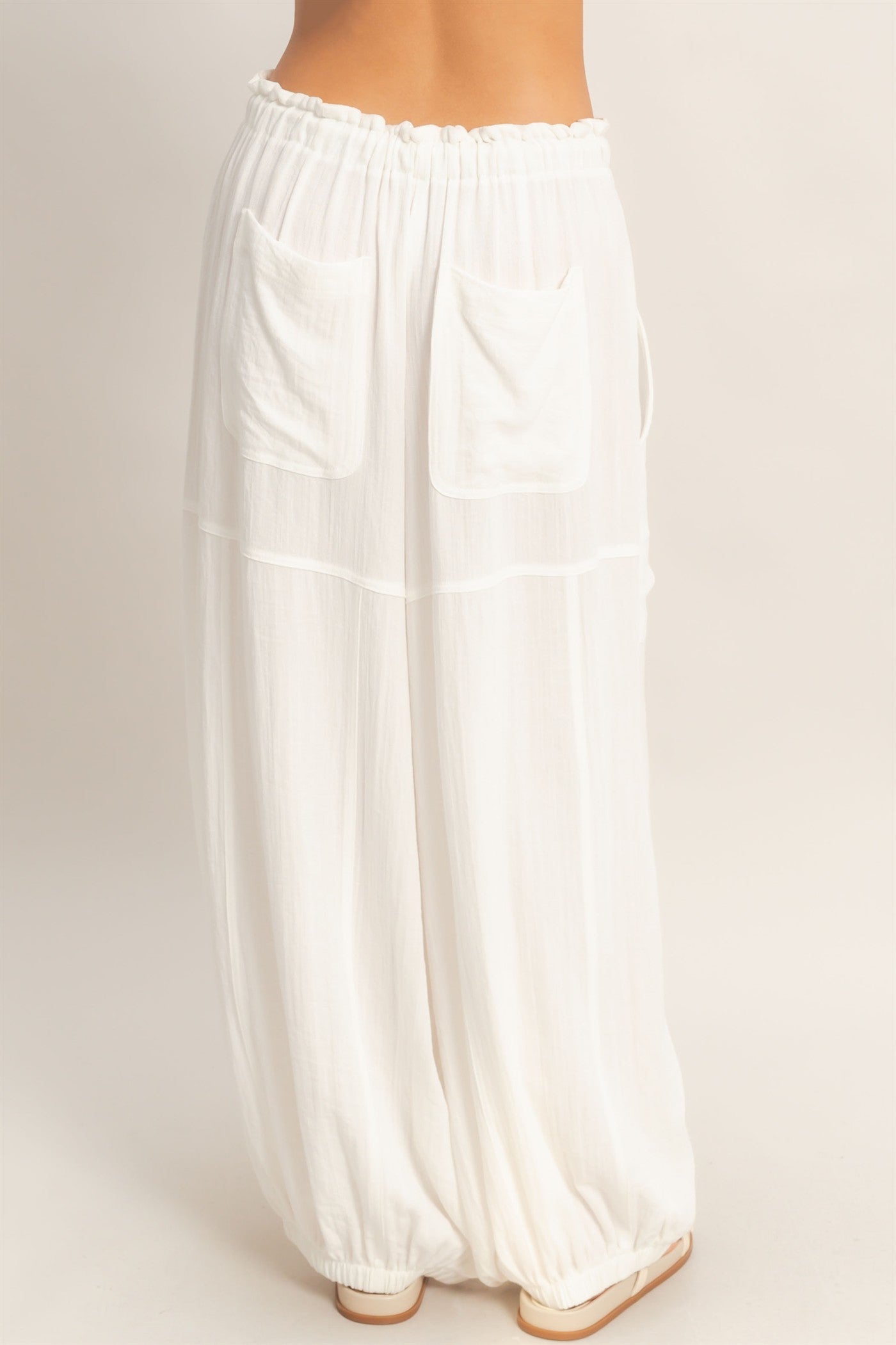 Wholesale Elastic Hem Drawstring Pants Pants HF26A905-D WHITE HYFVE