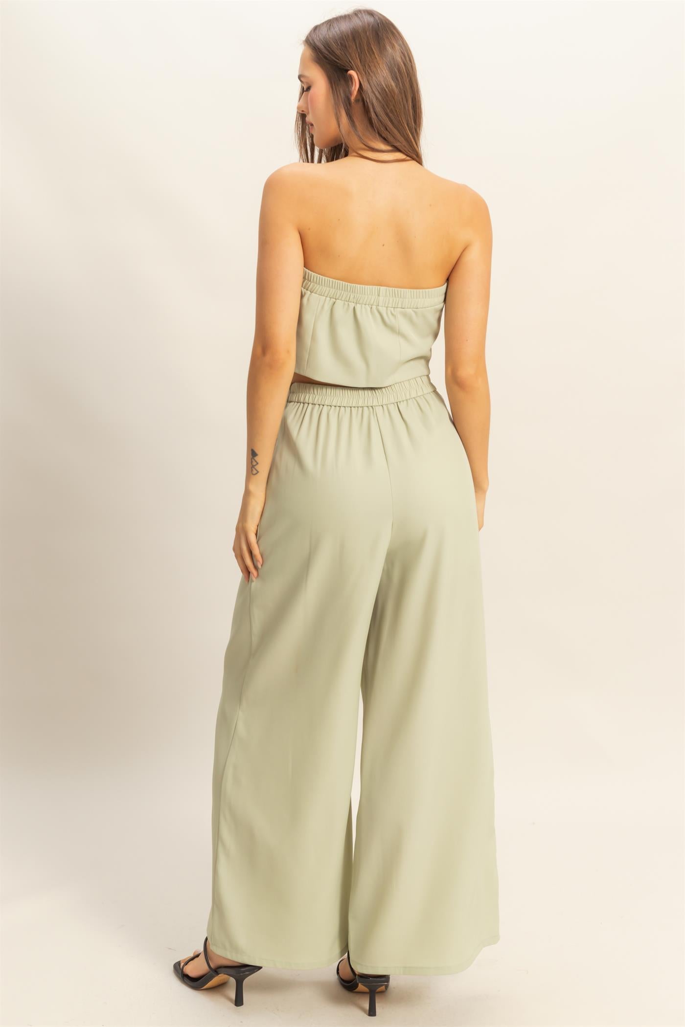 Wholesale Strapless Buttoned Top And Pants Set Clothing HF25E017-SET L.SAGE HYFVE