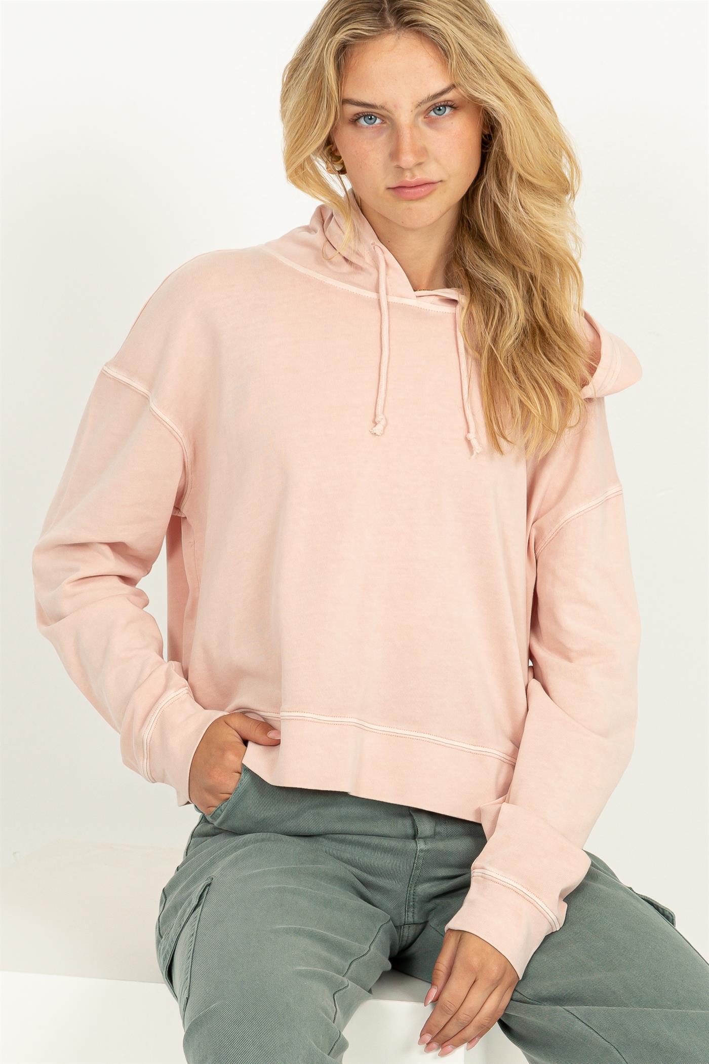 Wholesale Long Sleeve Drawstring Hoodie Clothing Tops DZ23E999 DUSTY PINK DOUBLE ZERO