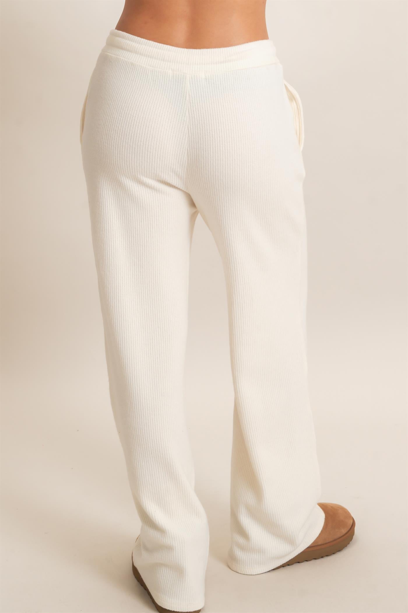 Wholesale Brushed Waffle Drawstring Pants Pants DZ26F313 CREAM DOUBLE ZERO