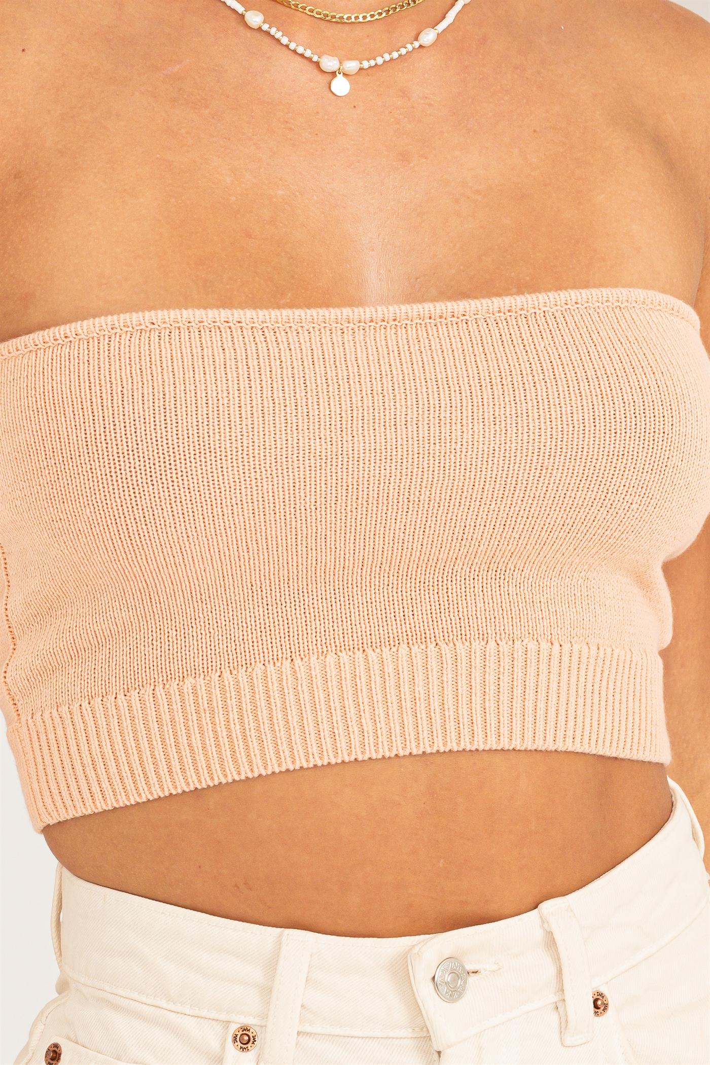 Wholesale Strapless Bandeau Top Clothing Tops DZ23C400 TROPICAL PEACH DOUBLE ZERO