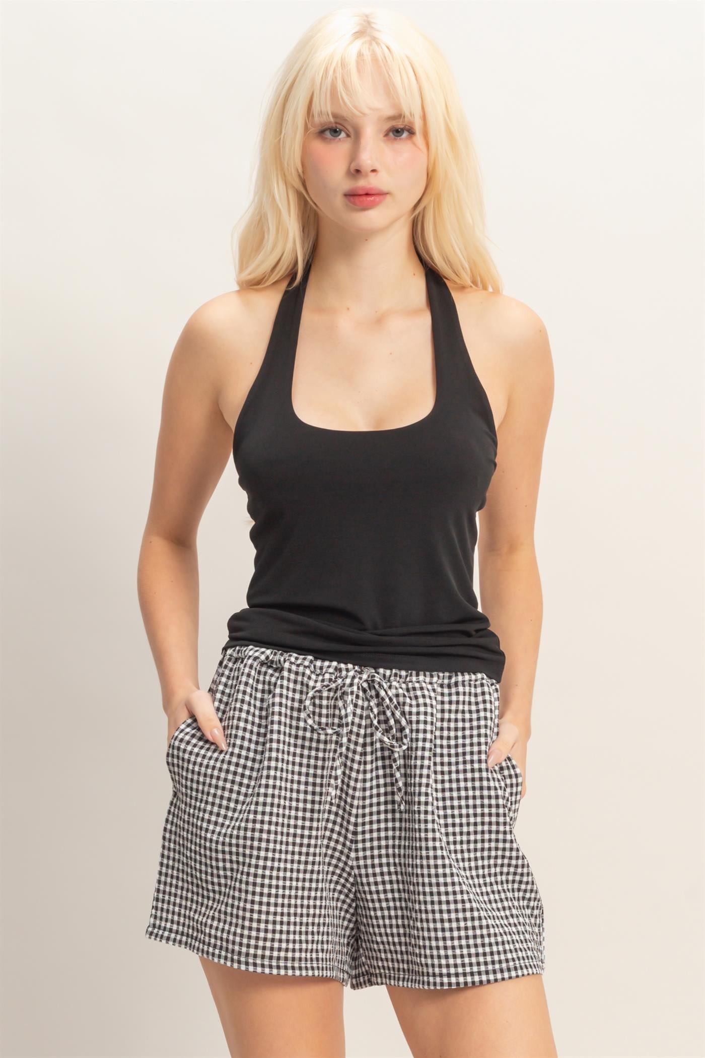 Wholesale Halter Tank Top Clothing Tops DZ26C710 BLACK DOUBLE ZERO
