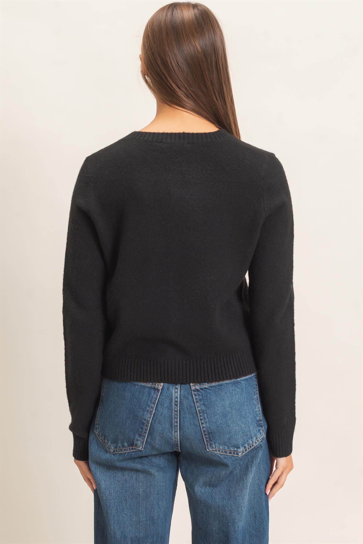 Wholesale Crew Neck Cardigan Cardigans DZ26E119 BLACK DOUBLE ZERO