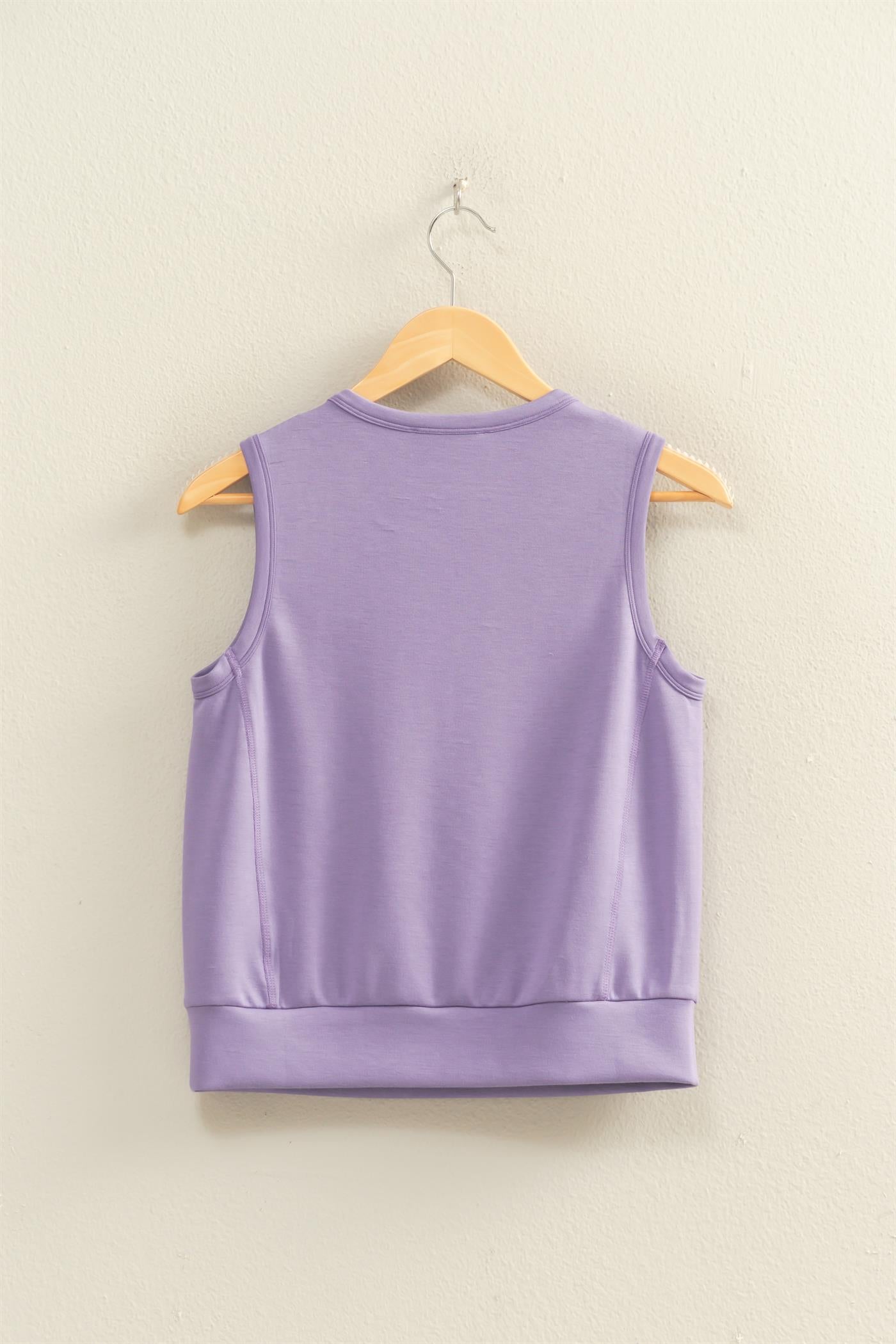 Wholesale Sleeveless Crew Neck Top Clothing Tops DZ26C709 DUSTY PURPLE DOUBLE ZERO