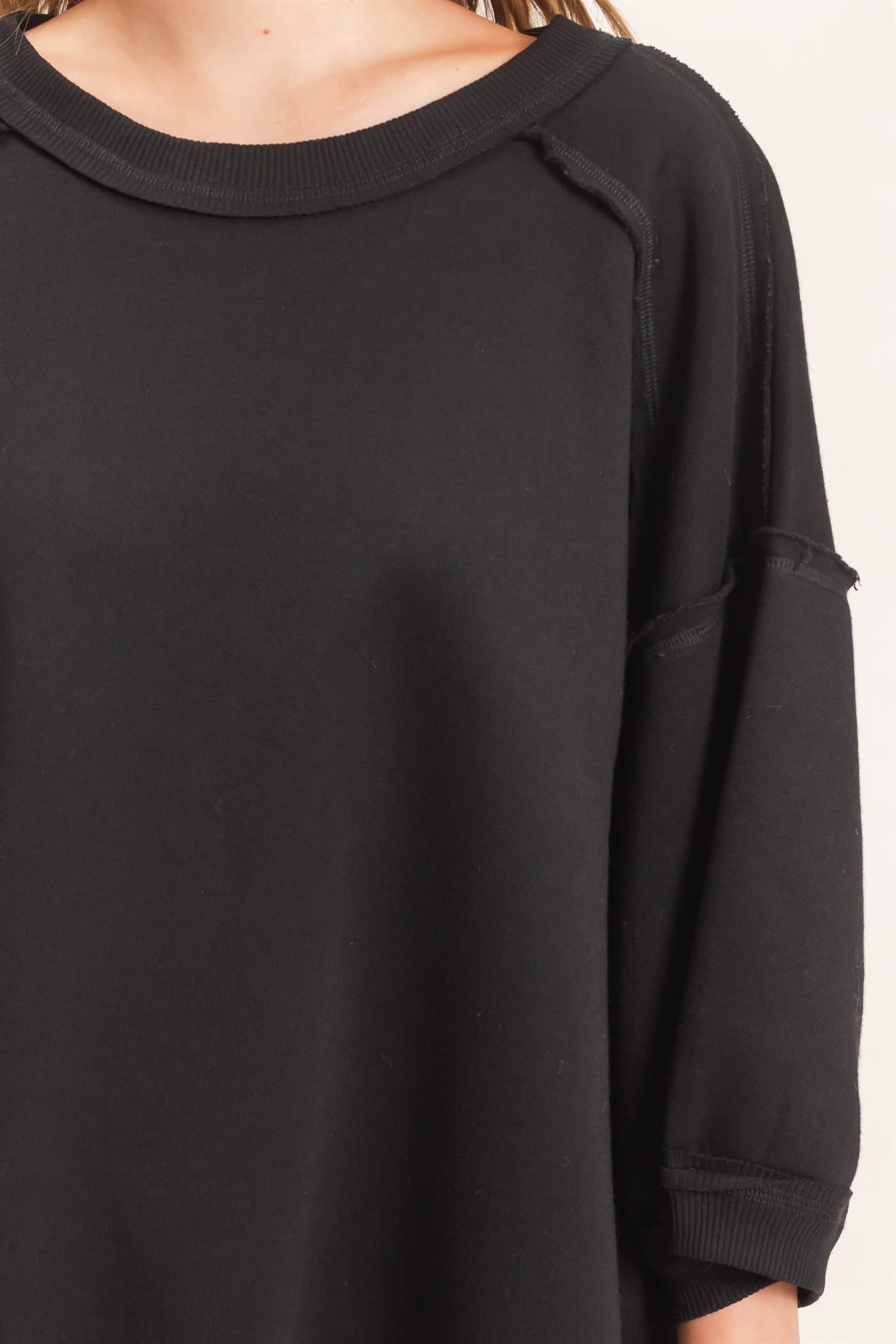 Wholesale Raglan Sleeve Oversized Sweatshirt Sweatshirts HF26E075 BLACK HYFVE