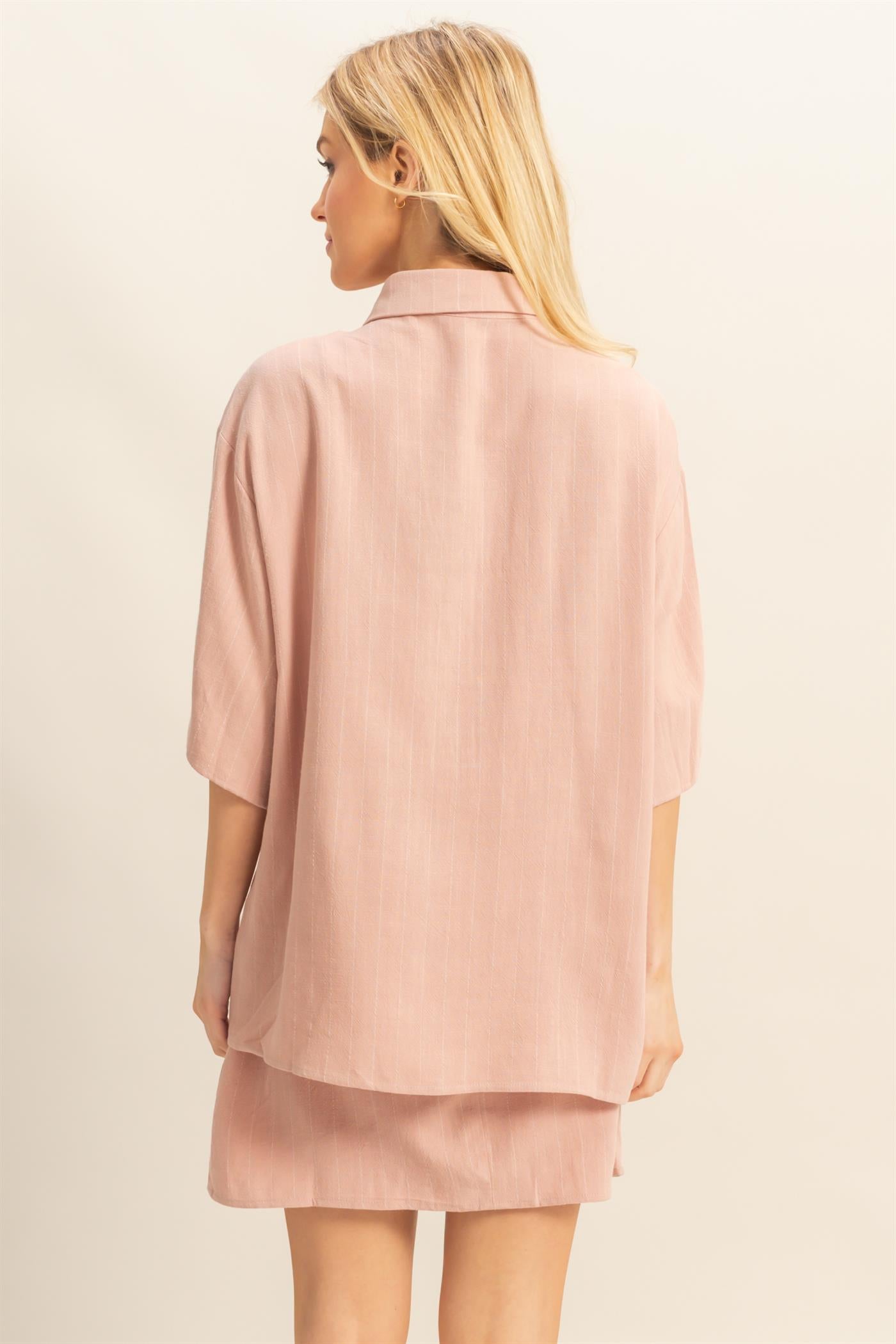 Wholesale Stripe Shirt And Dress Set Clothing HF25E086-SET MAUVE HYFVE