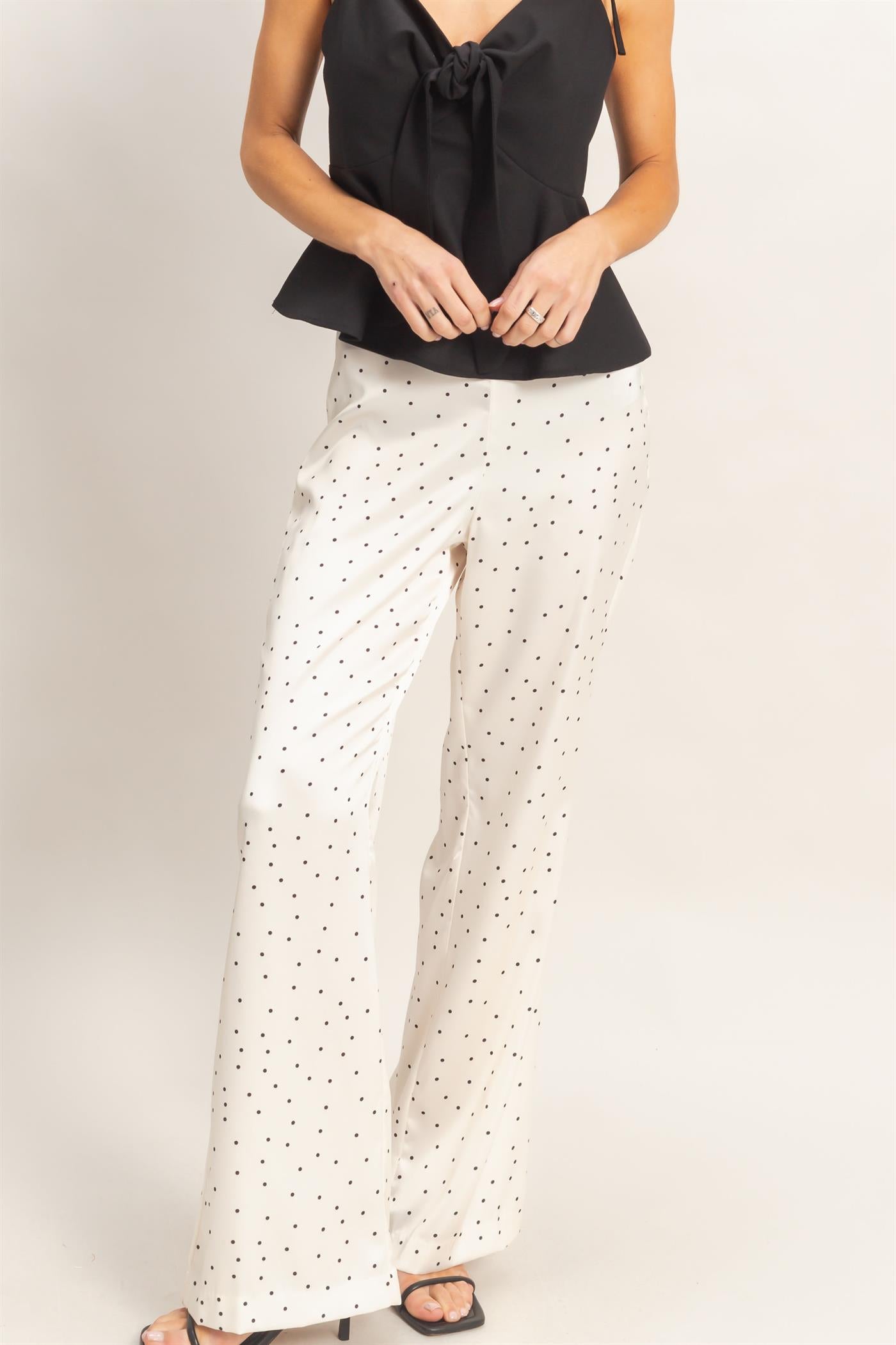 Wholesale Polka Dot Wide-Leg Pants Pants HF26C717 IVORY HYFVE