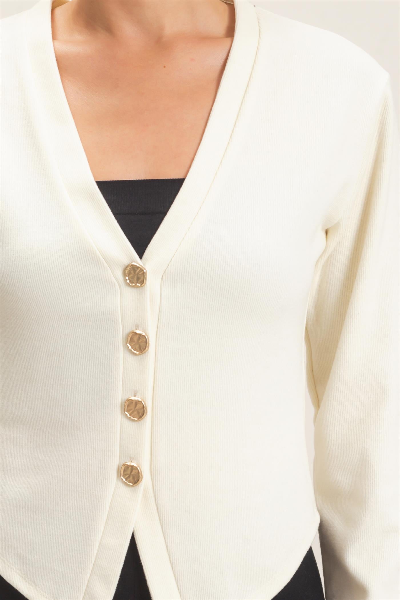 Wholesale V-Neck Buttoned Cardigan Cardigans HF26E540 CREAM HYFVE
