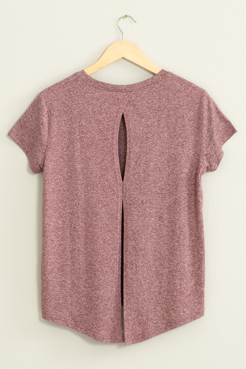 Wholesale All Yours Short Sleeve Open Back Tee Clothing Tops DZ22E576 MULBERRY DOUBLE ZERO