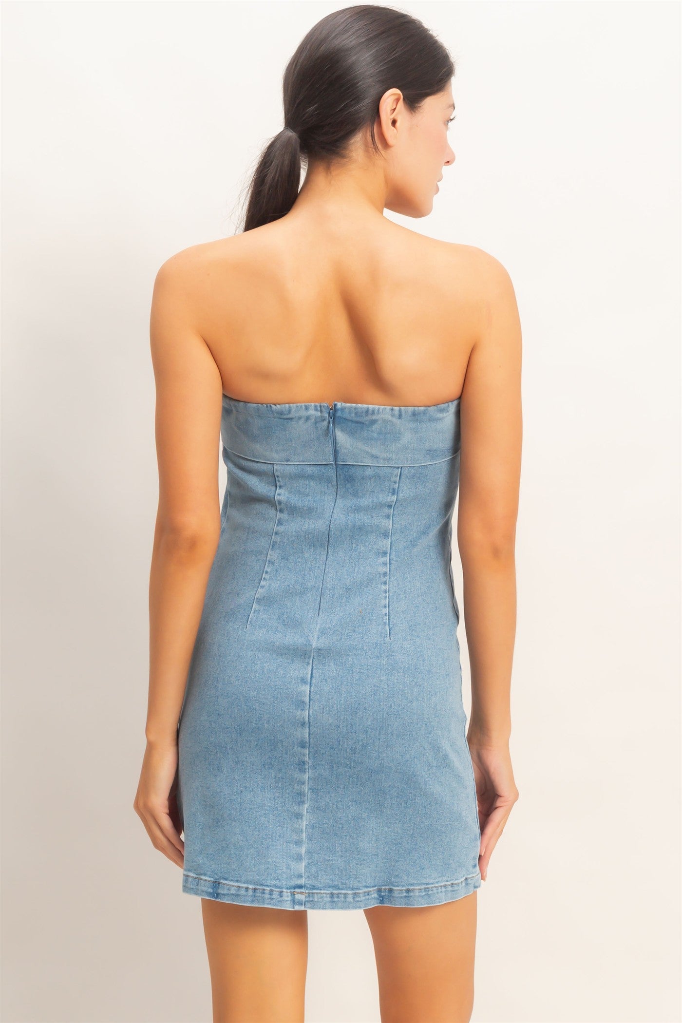 Wholesale Denim Tube Dress Dresses HF25F206 L.DENIM HYFVE