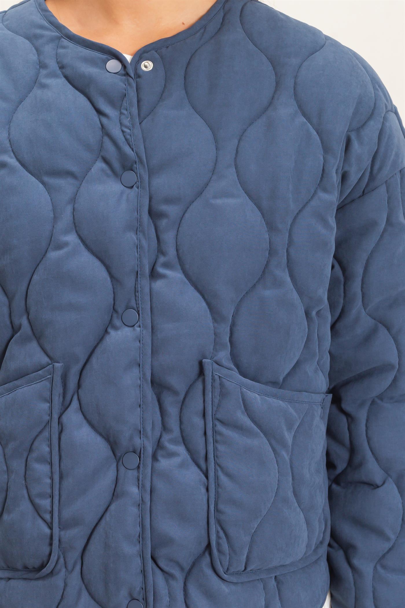 Wholesale Quilted Button Front Jacket Coats & Jackets DZ26F254 NAVY DOUBLE ZERO