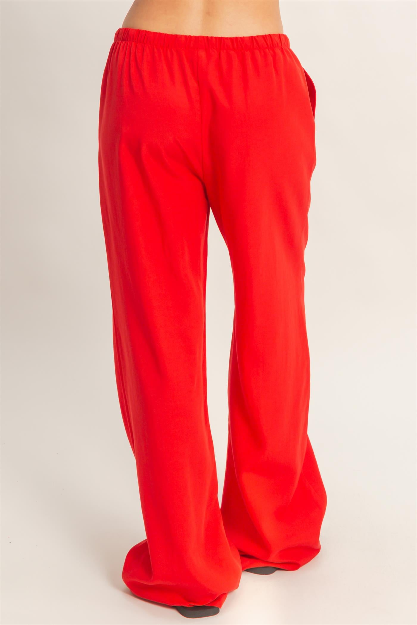 Wholesale Lyocell Linen Elastic Waist Straight Leg Pants Pants DZ26A979 RED DOUBLE ZERO