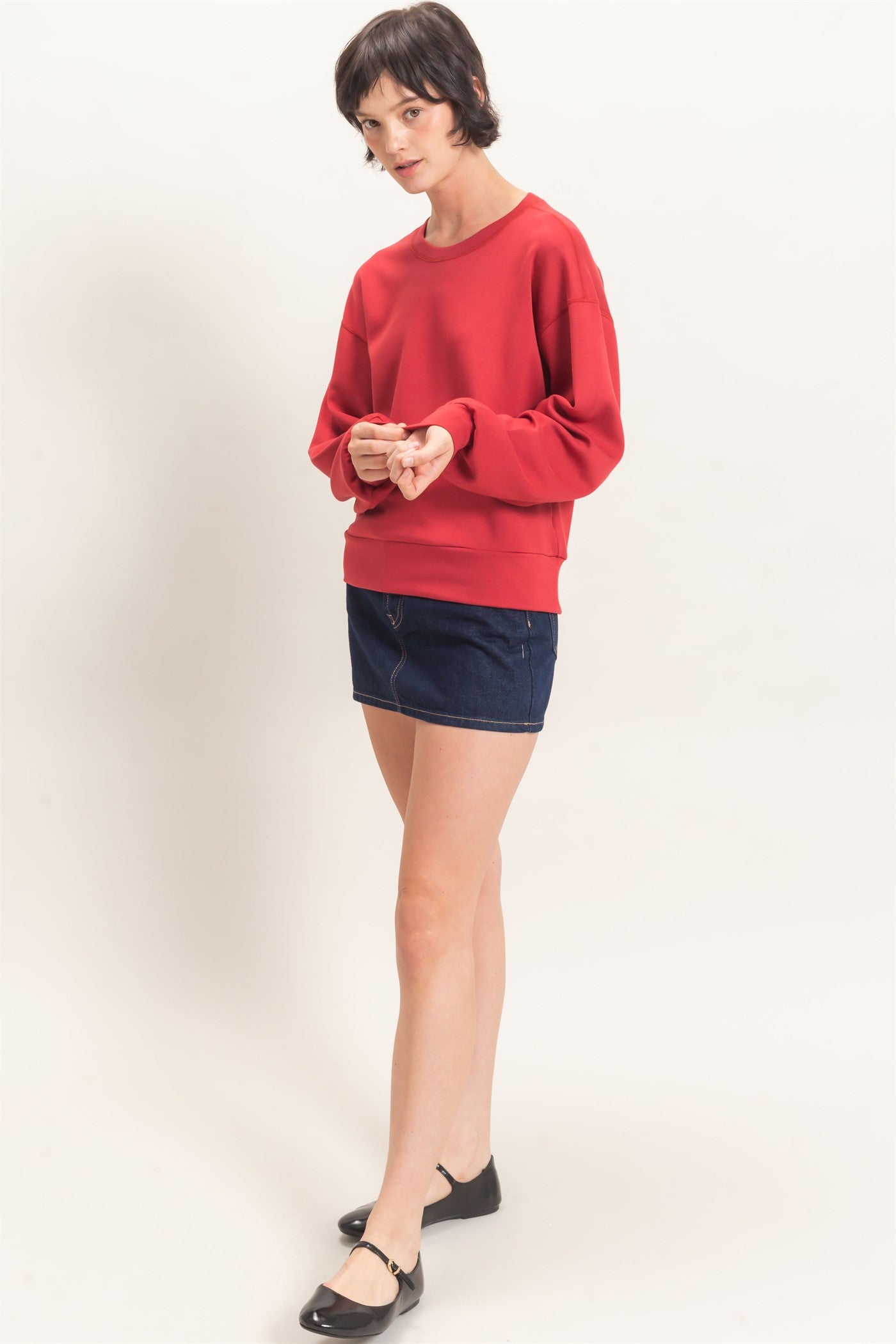 Wholesale Crew Neck Sweatshirt Sweatshirts DZ26C966 DARK RED DOUBLE ZERO