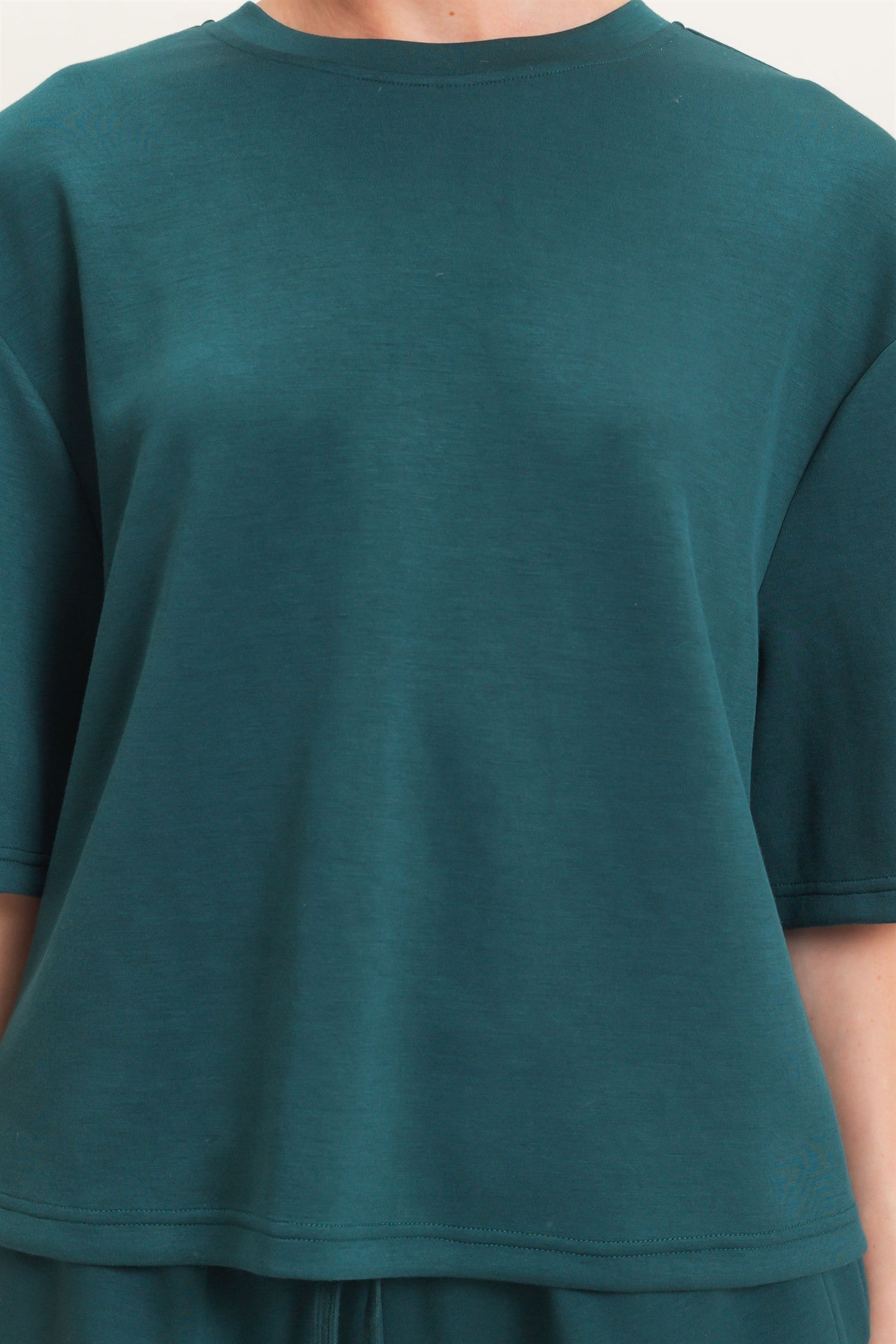 Wholesale Loose Fit Crew Neck Short Sleeve Top Clothing Tops DZ26C965 DEEP GREEN DOUBLE ZERO