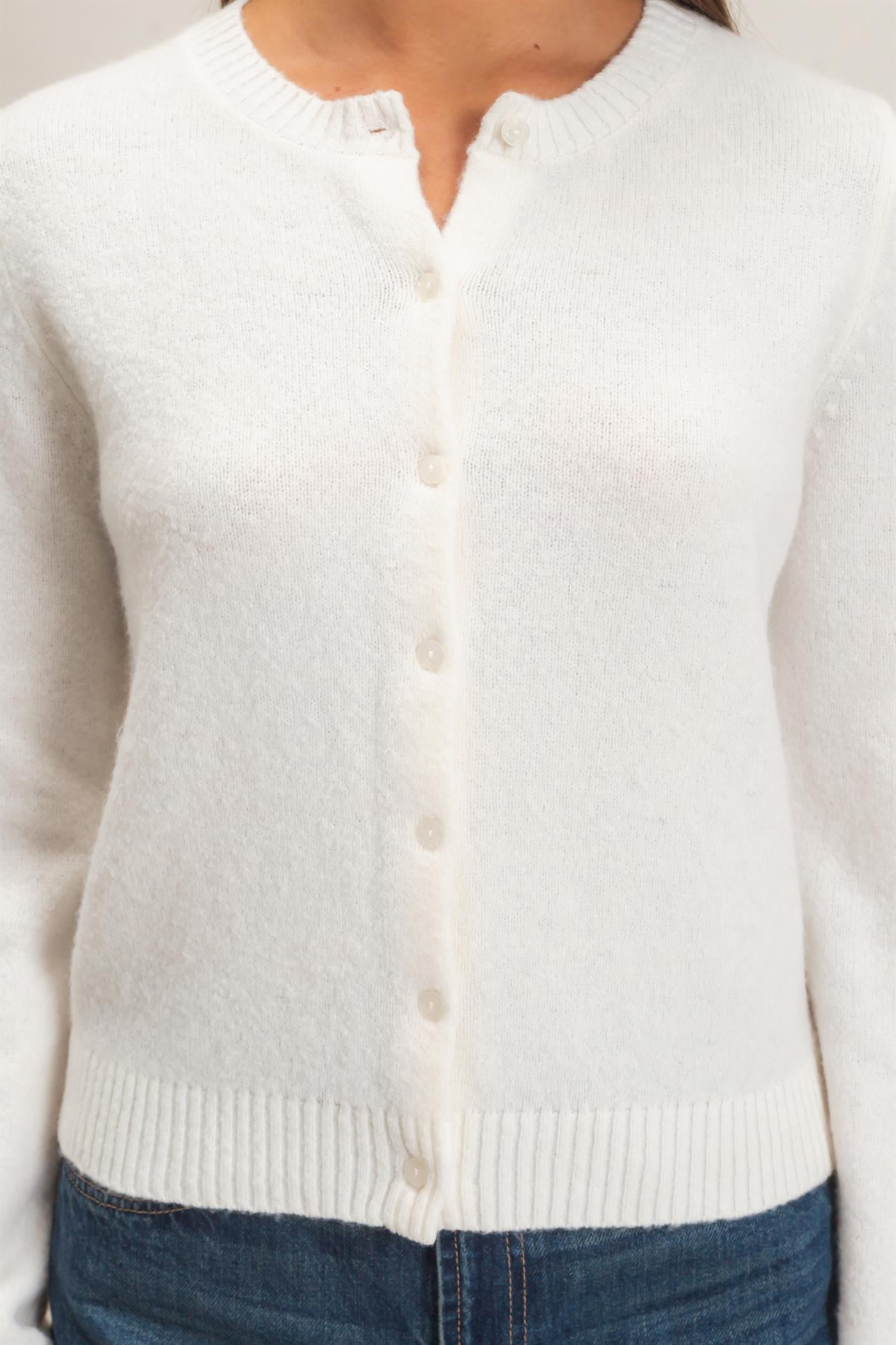 Wholesale Crew Neck Cardigan Cardigans DZ26E119 WHIP CREAM DOUBLE ZERO