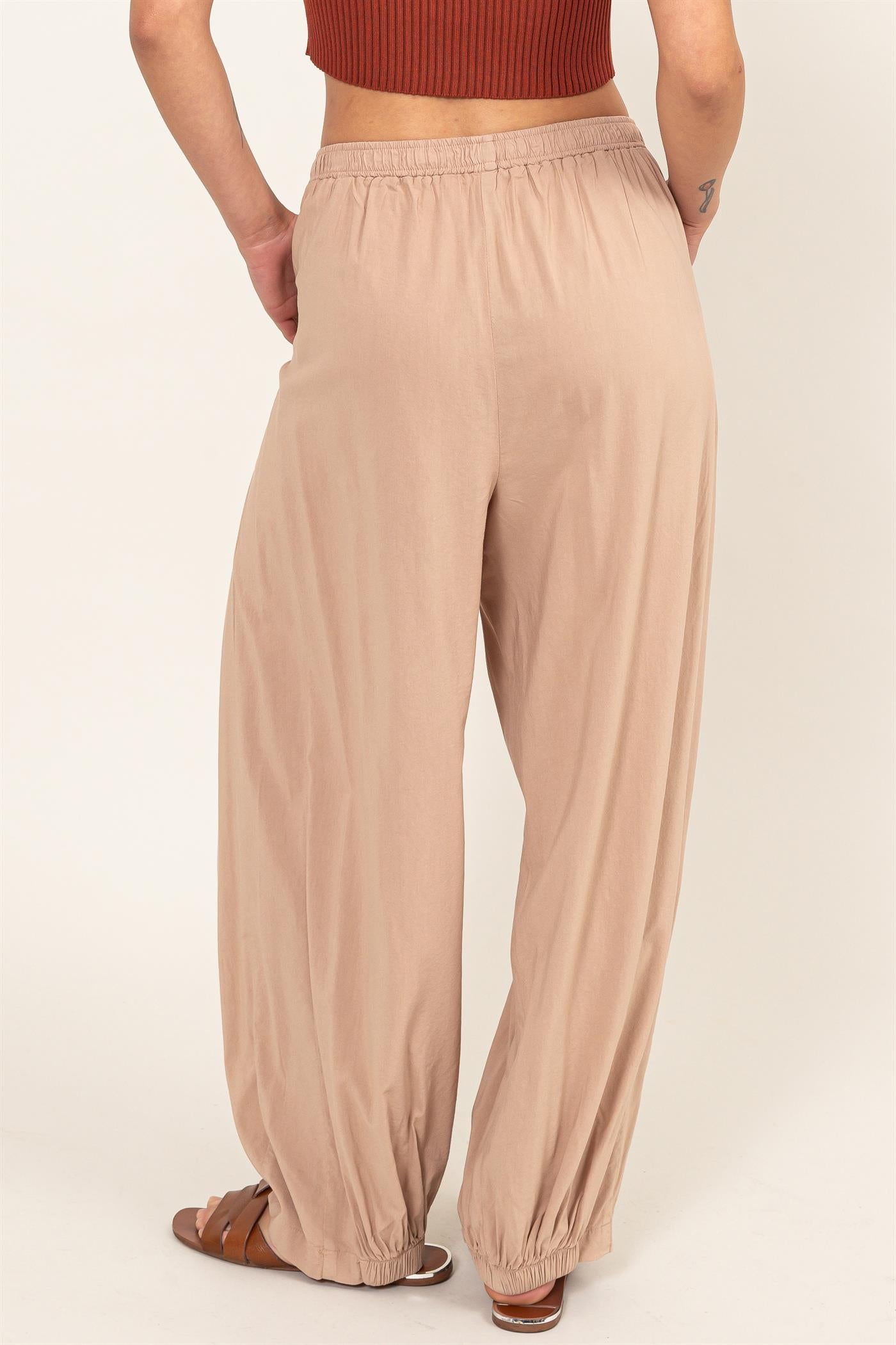 Wholesale Mid Rise Wide Leg Pants Pants DZ24A651 TAN DOUBLE ZERO