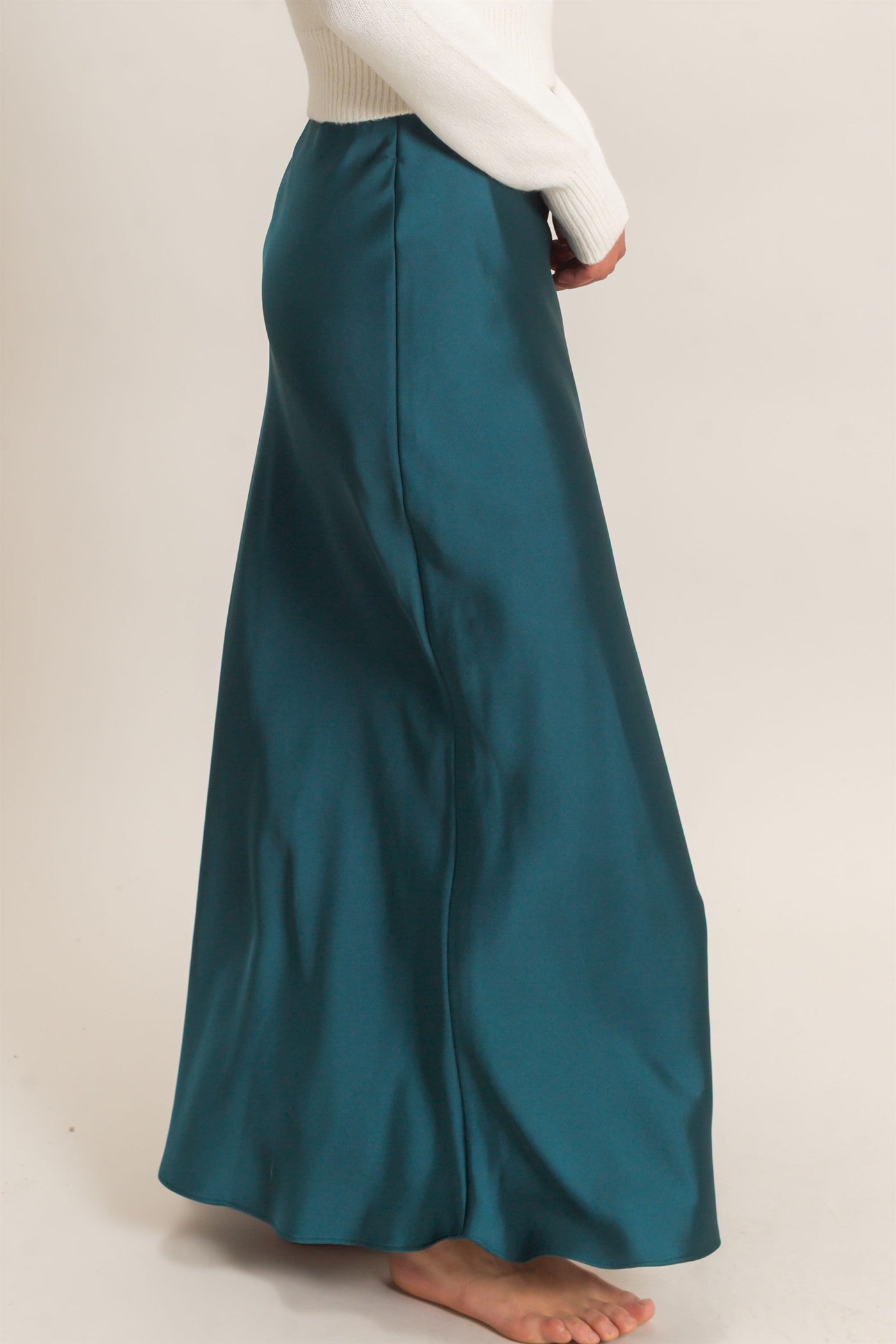 Wholesale Satin Maxi Skirt Skirts DZ26C970 DARK TEAL DOUBLE ZERO