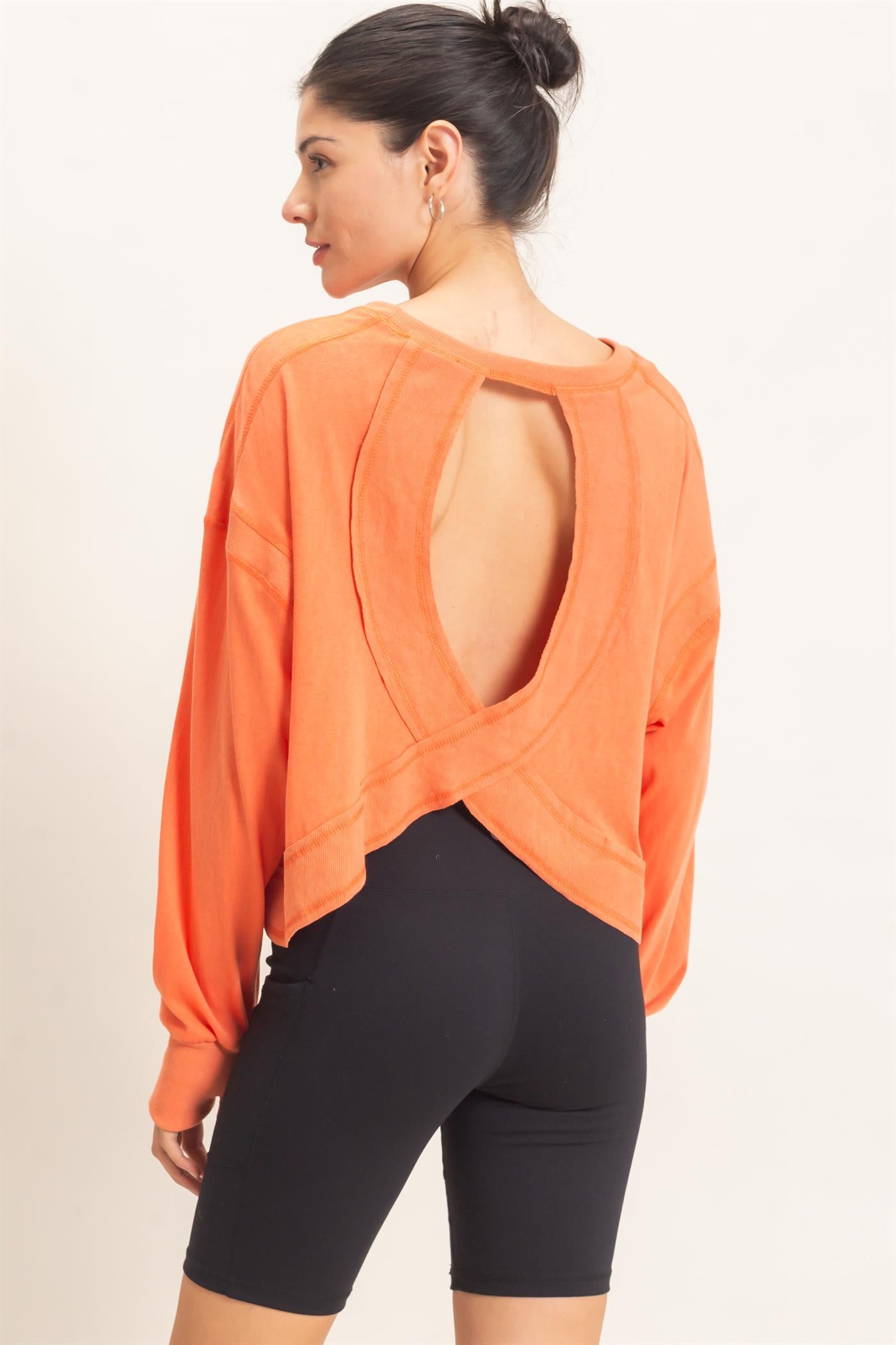 Wholesale Crew Neck Top Clothing Tops HF26C808 ORANGE HYFVE