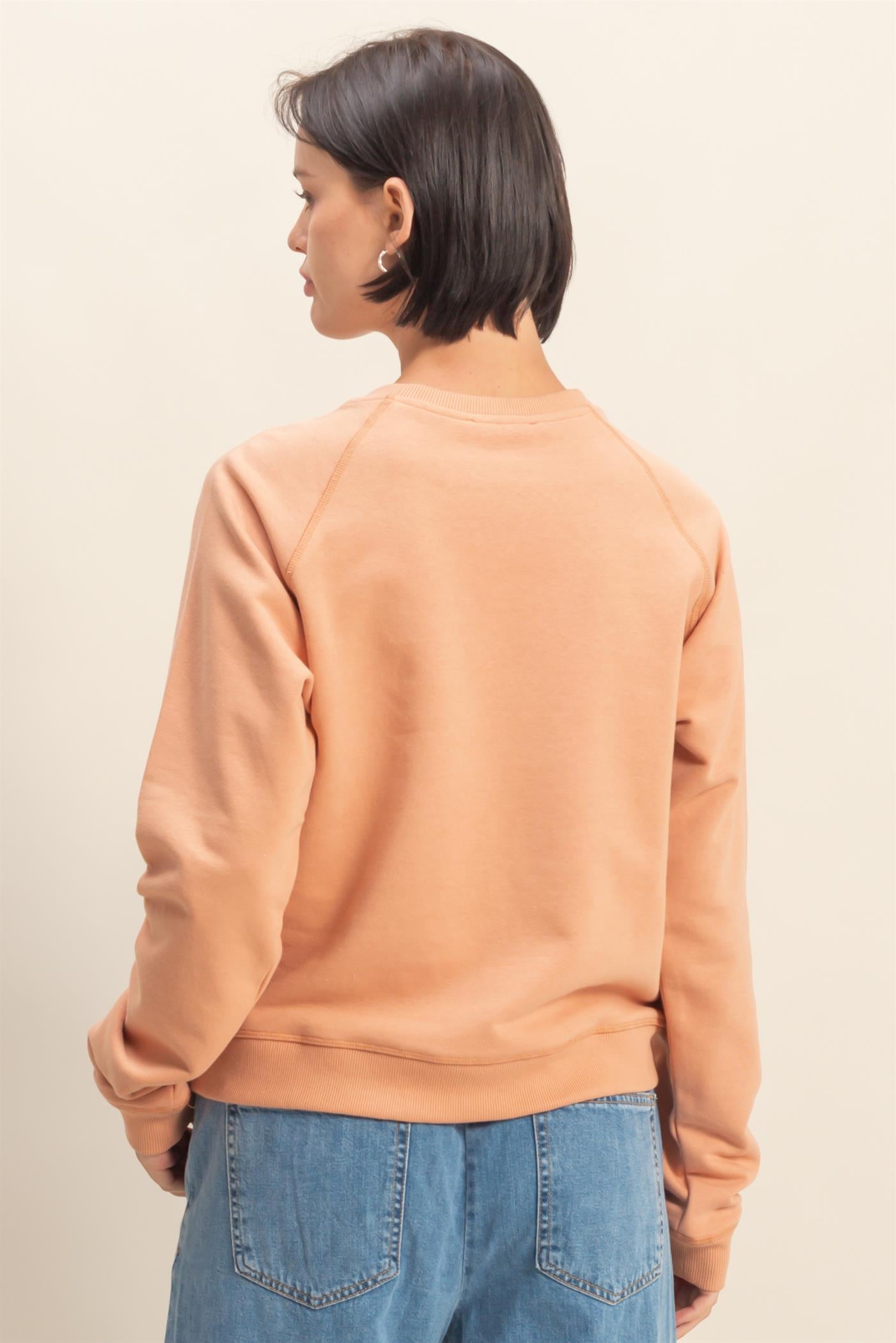 Wholesale Crew Neck Raglan Sleeve Comfy Pullover Sweatshirt Sweatshirts DZ25E237 CLAY DOUBLE ZERO