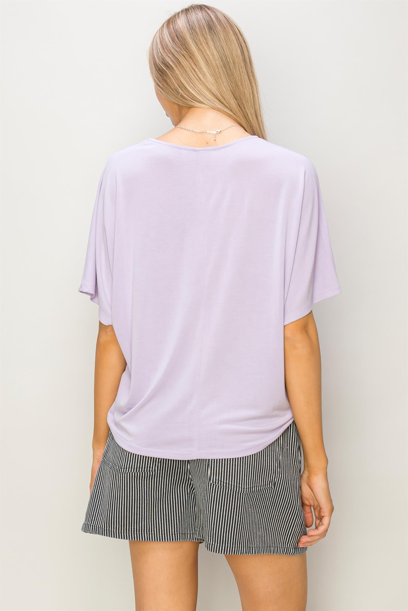 Wholesale D-Elbow Length Dolman Sleeve Top Clothing Tops DZ24C199-D LAVENDER DOUBLE ZERO