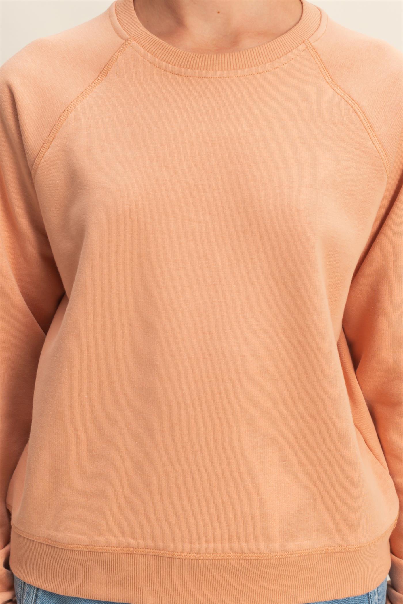 Wholesale Crew Neck Raglan Sleeve Comfy Pullover Sweatshirt Sweatshirts DZ25E237 CLAY DOUBLE ZERO