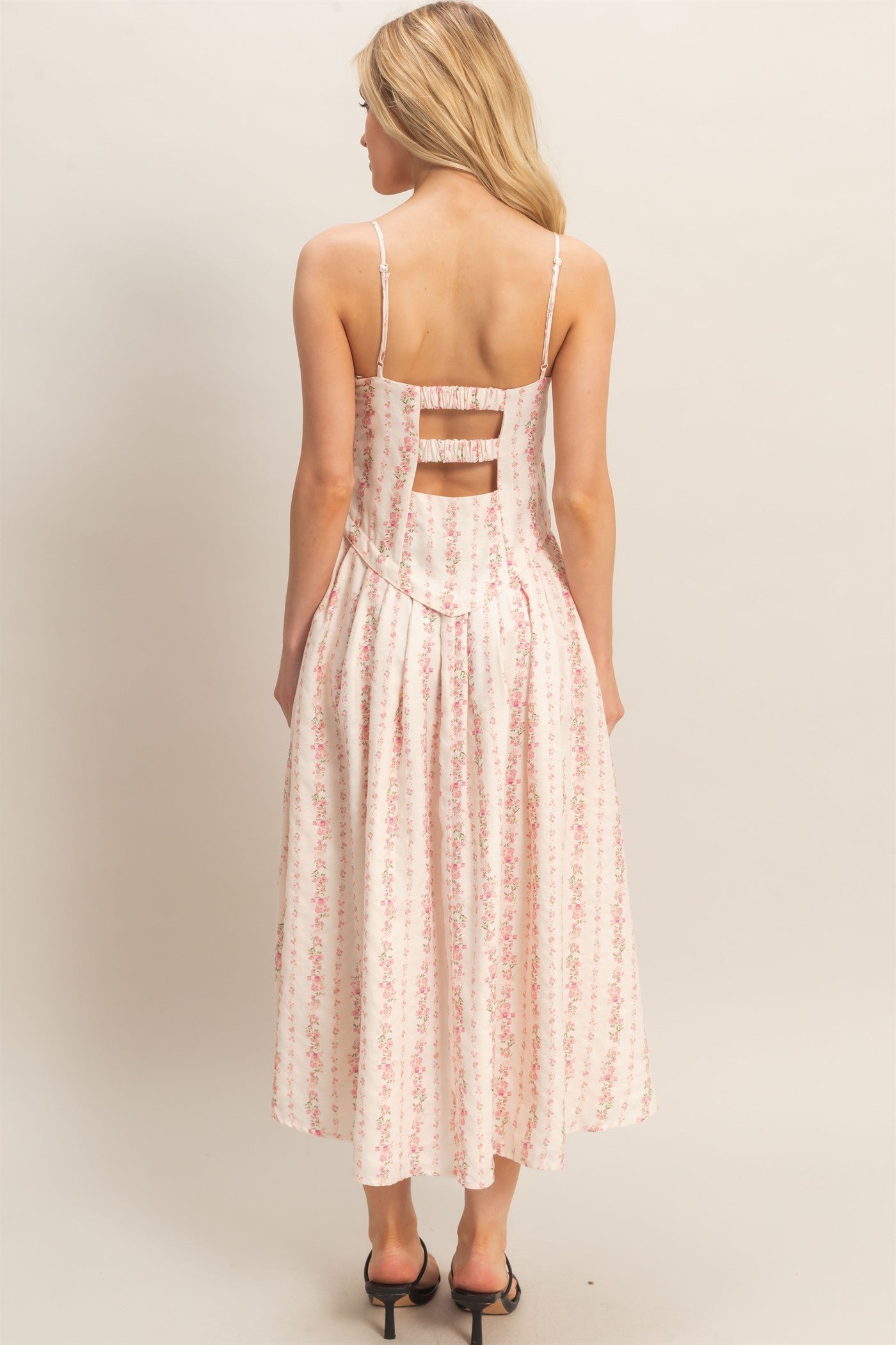 Wholesale Square Neck Floral Dress Dresses HF26A322 PINK HYFVE