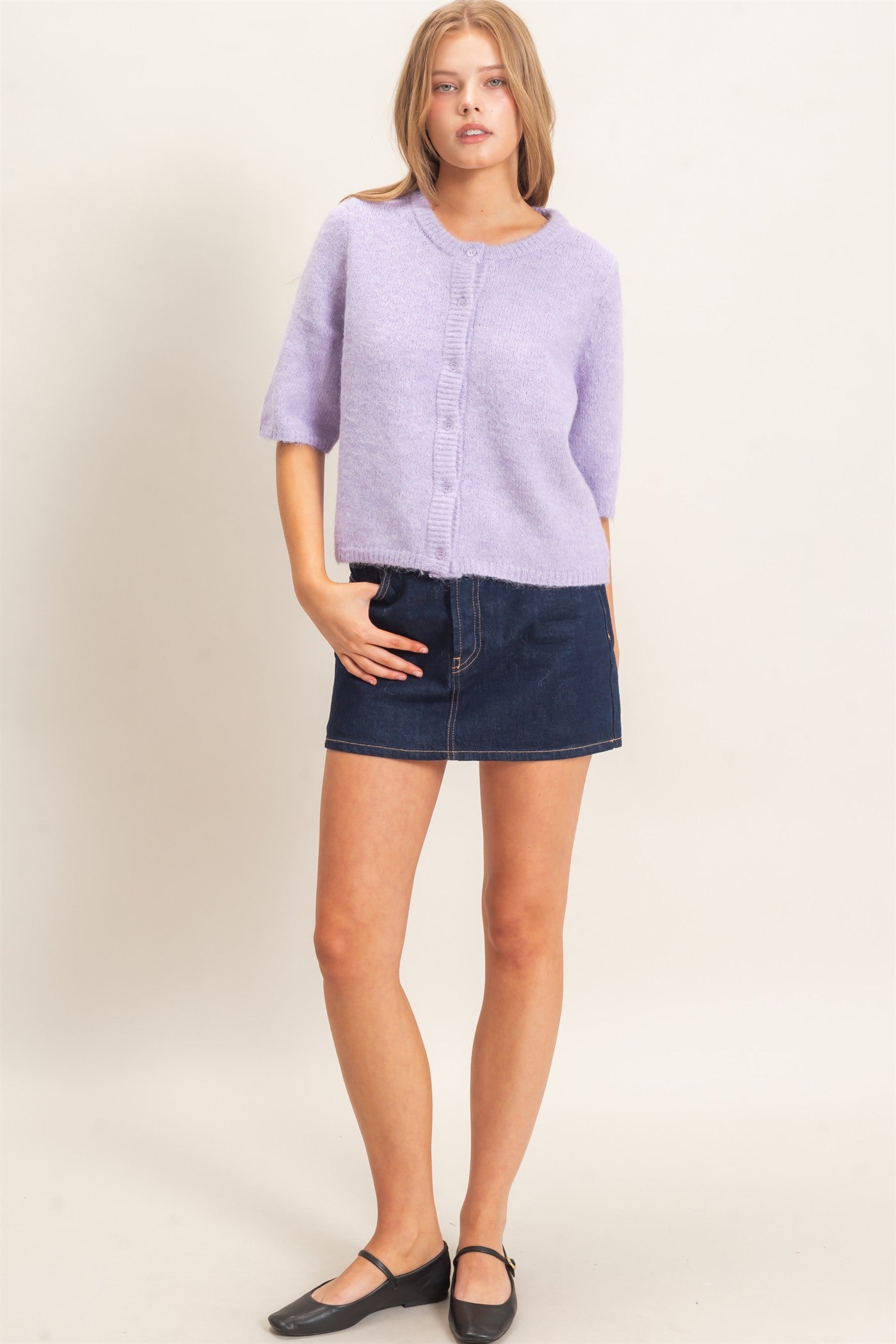 Wholesale Button-Up Cardigan Cardigans HF26E228 LIGHT LILAC HYFVE