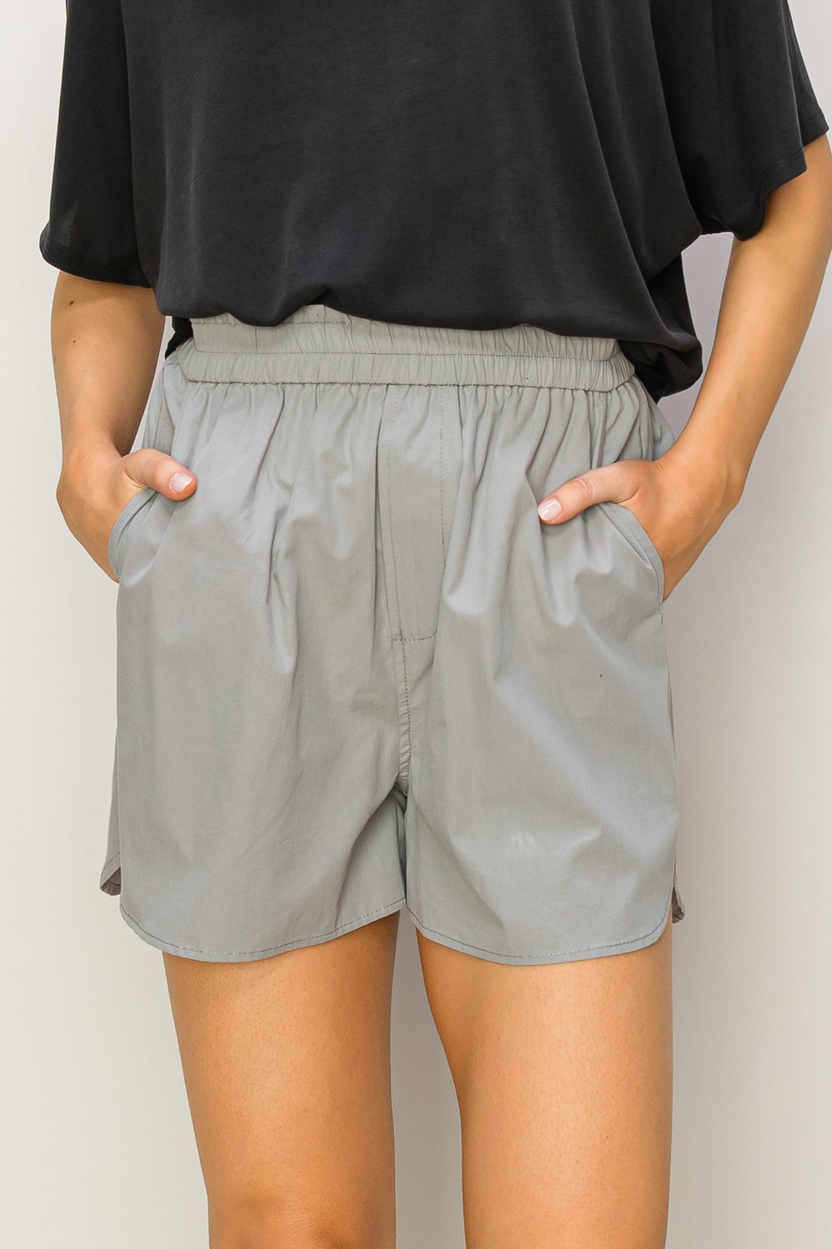 Wholesale Poplin High Waist Shorts Shorts DZ24A298 GRAY DOUBLE ZERO