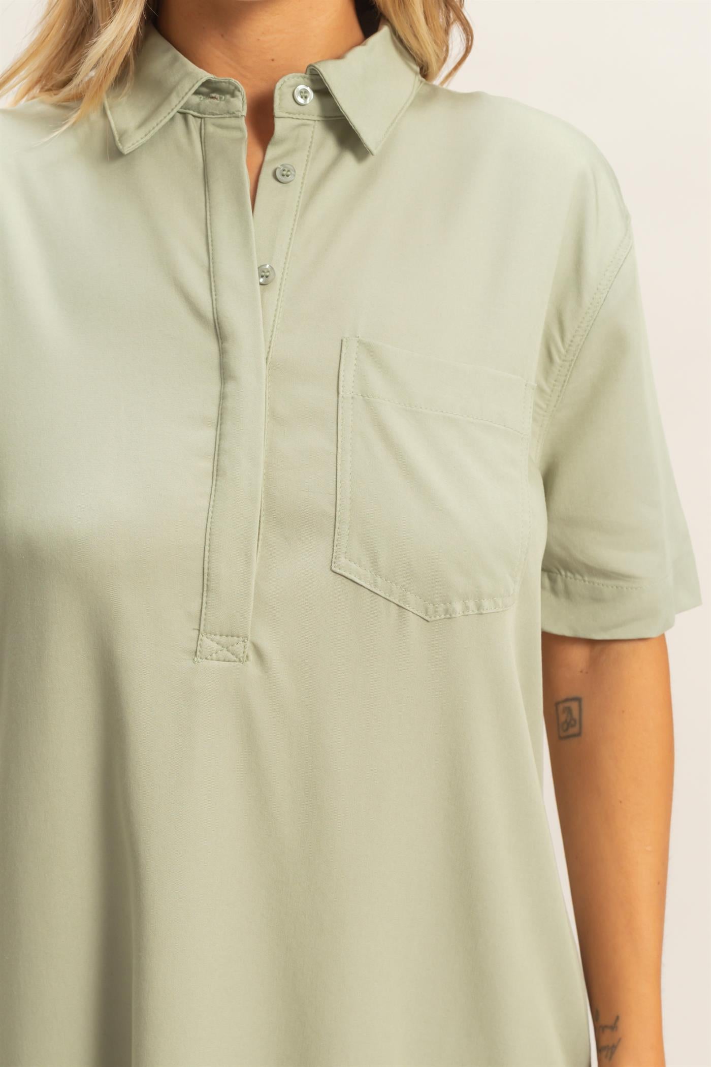 Wholesale Collared Shirt Dress Dresses HF26E427-D SAGE HYFVE