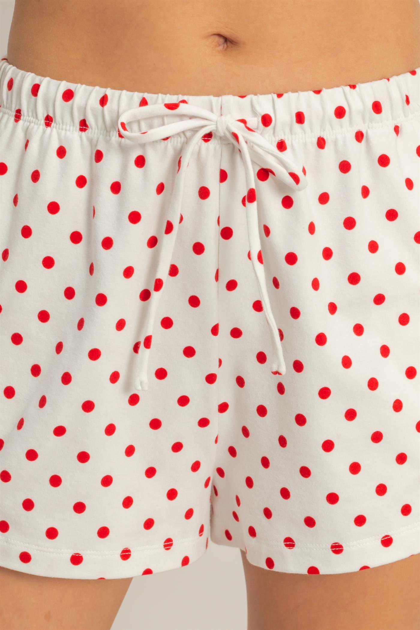 Wholesale Polka Dot Drawstring Shorts Shorts DZ26C385 RED DOUBLE ZERO